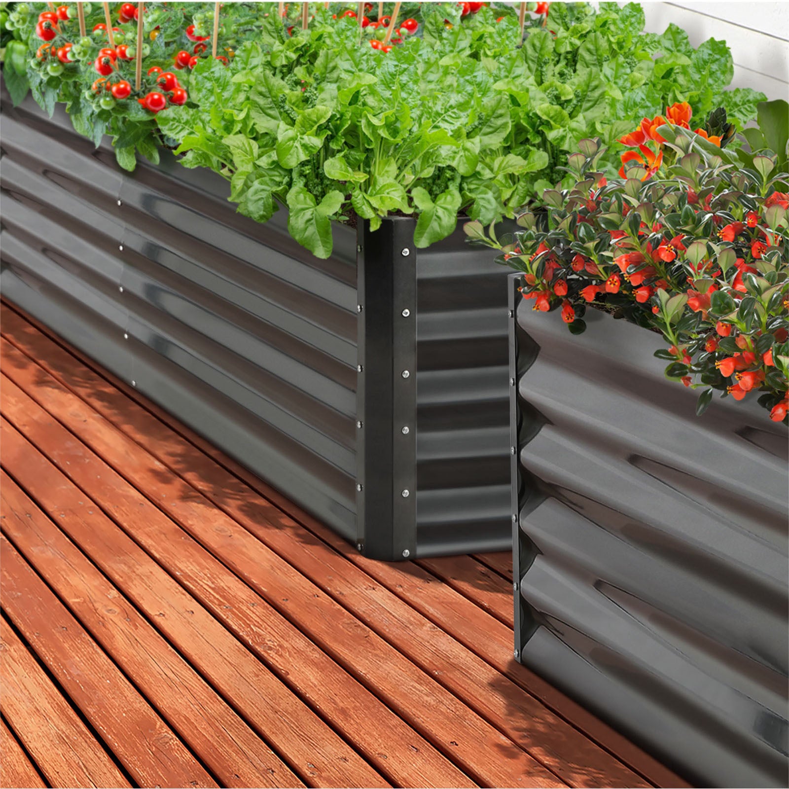 Livsip x2 Garden Bed Kits Raised Instant Planter 320x80x45CM Galvanised Steel - Sunyee