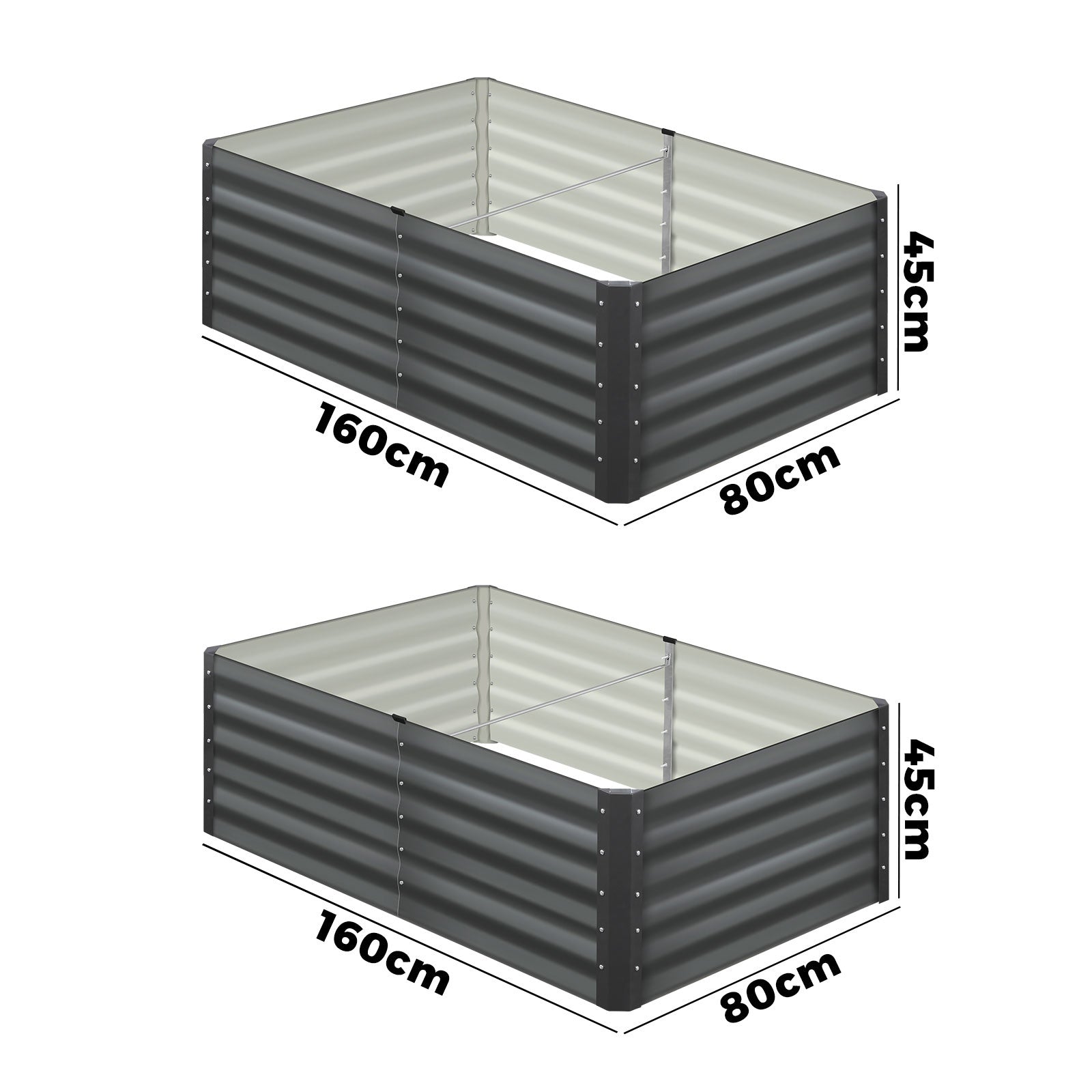 Livsip x2 Garden Bed Kits Raised Instant Planter 320x80x45CM Galvanised Steel - Sunyee