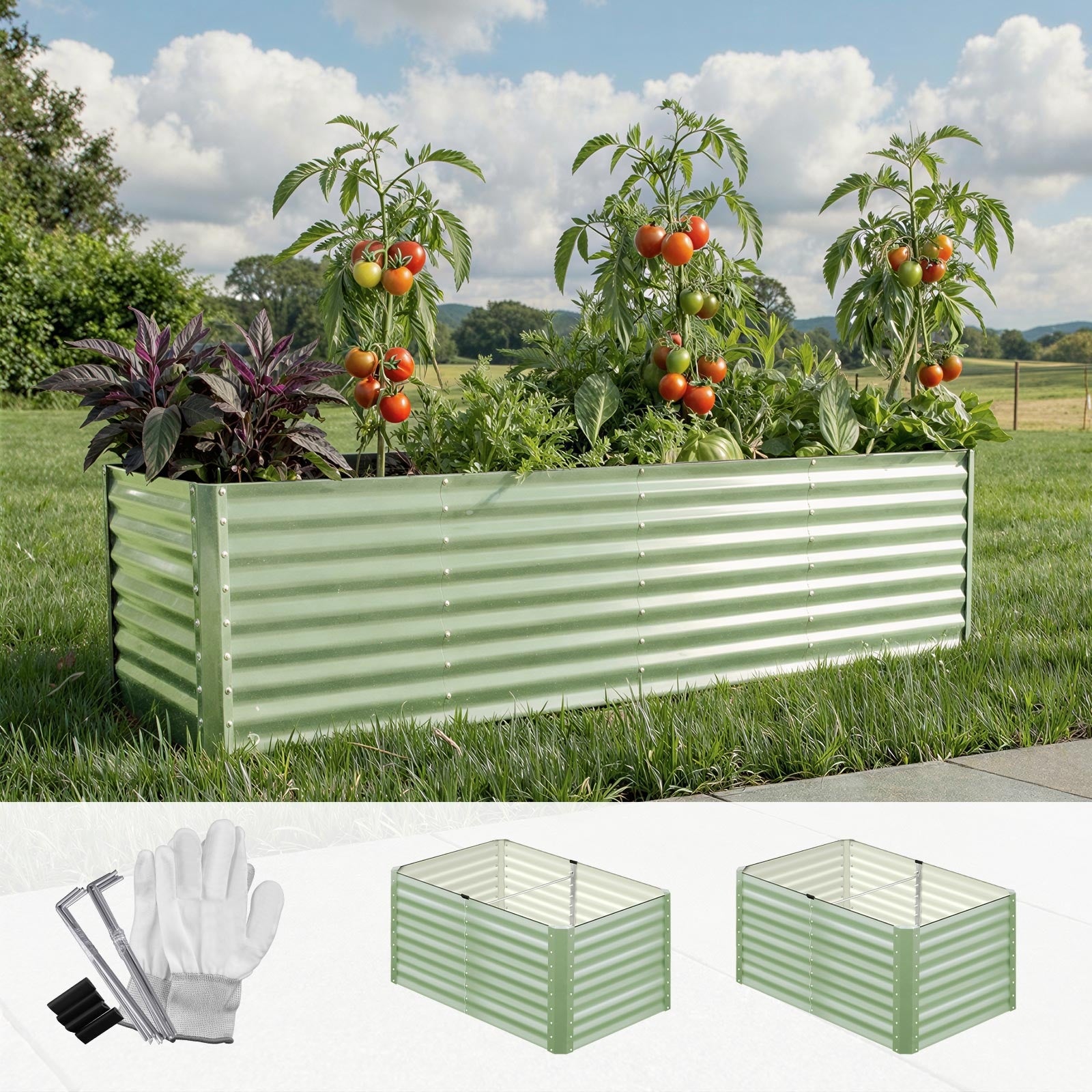 Livsip Garden Bed 240x80x73CM Raised Container Vegetable Planter Box Green - Sunyee