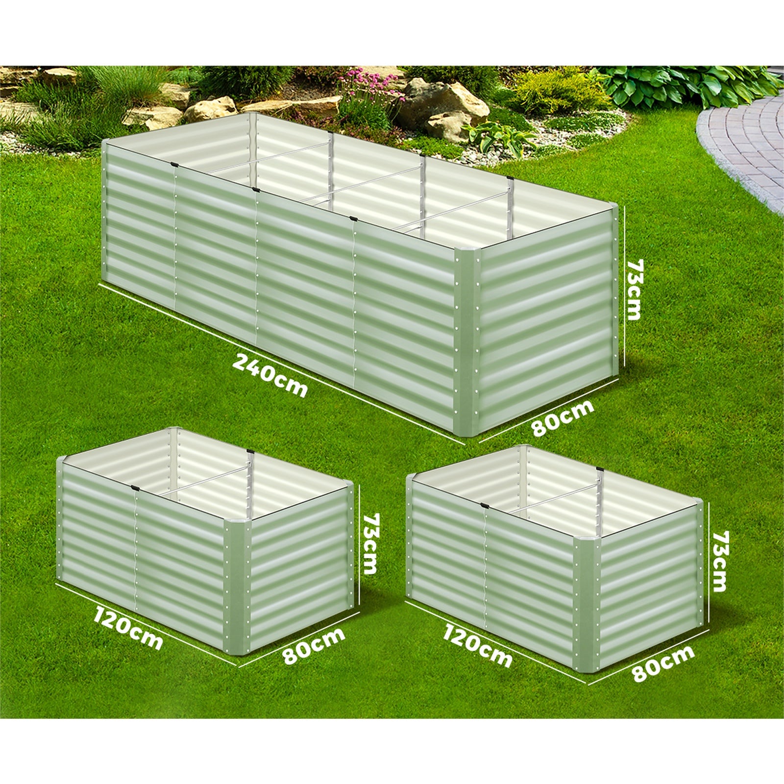 Livsip Garden Bed 240x80x73CM Raised Container Vegetable Planter Box Green - Sunyee