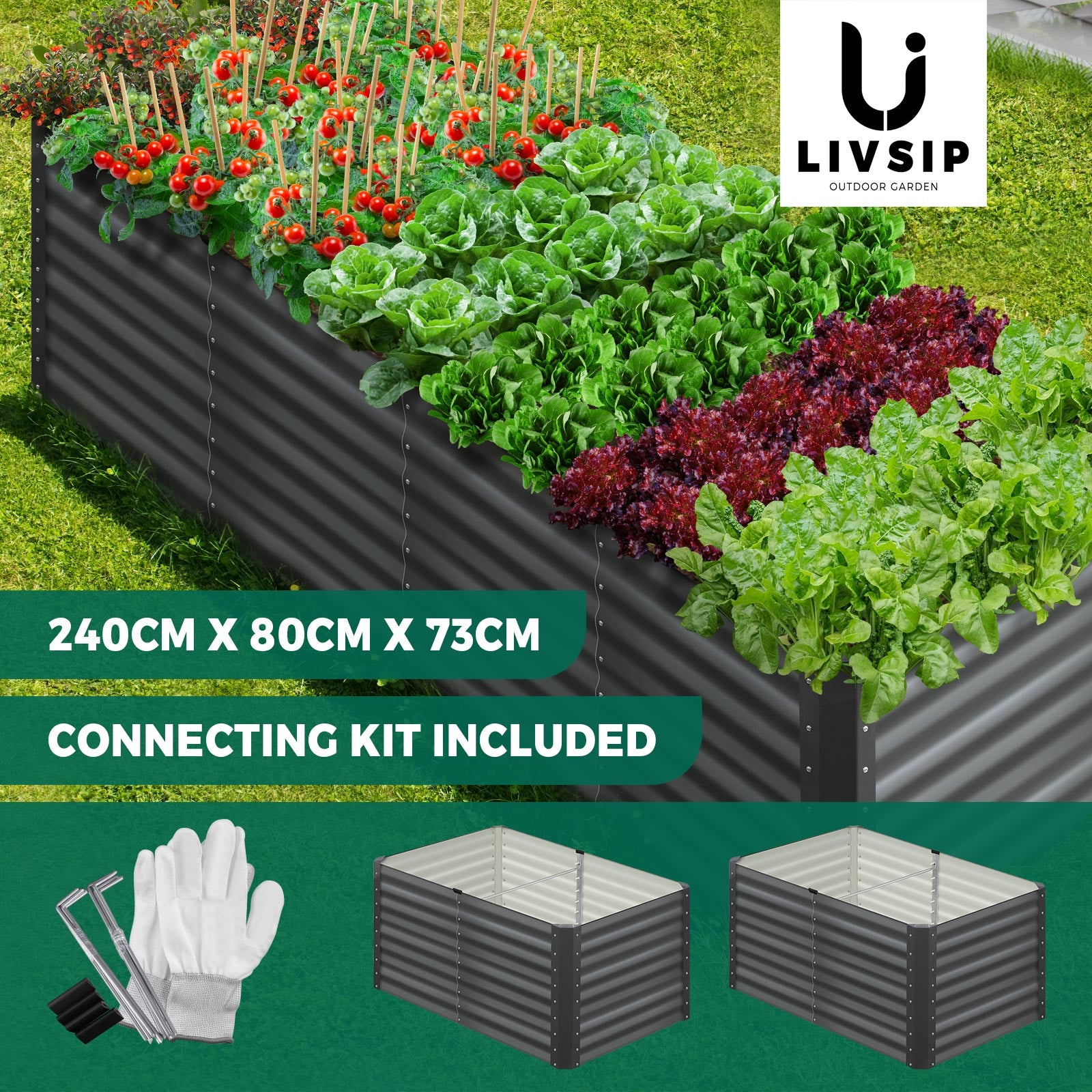 Livsip Garden Bed 9 Models x1 x2 Raised Planter Box Container Galvanised Steel - Sunyee