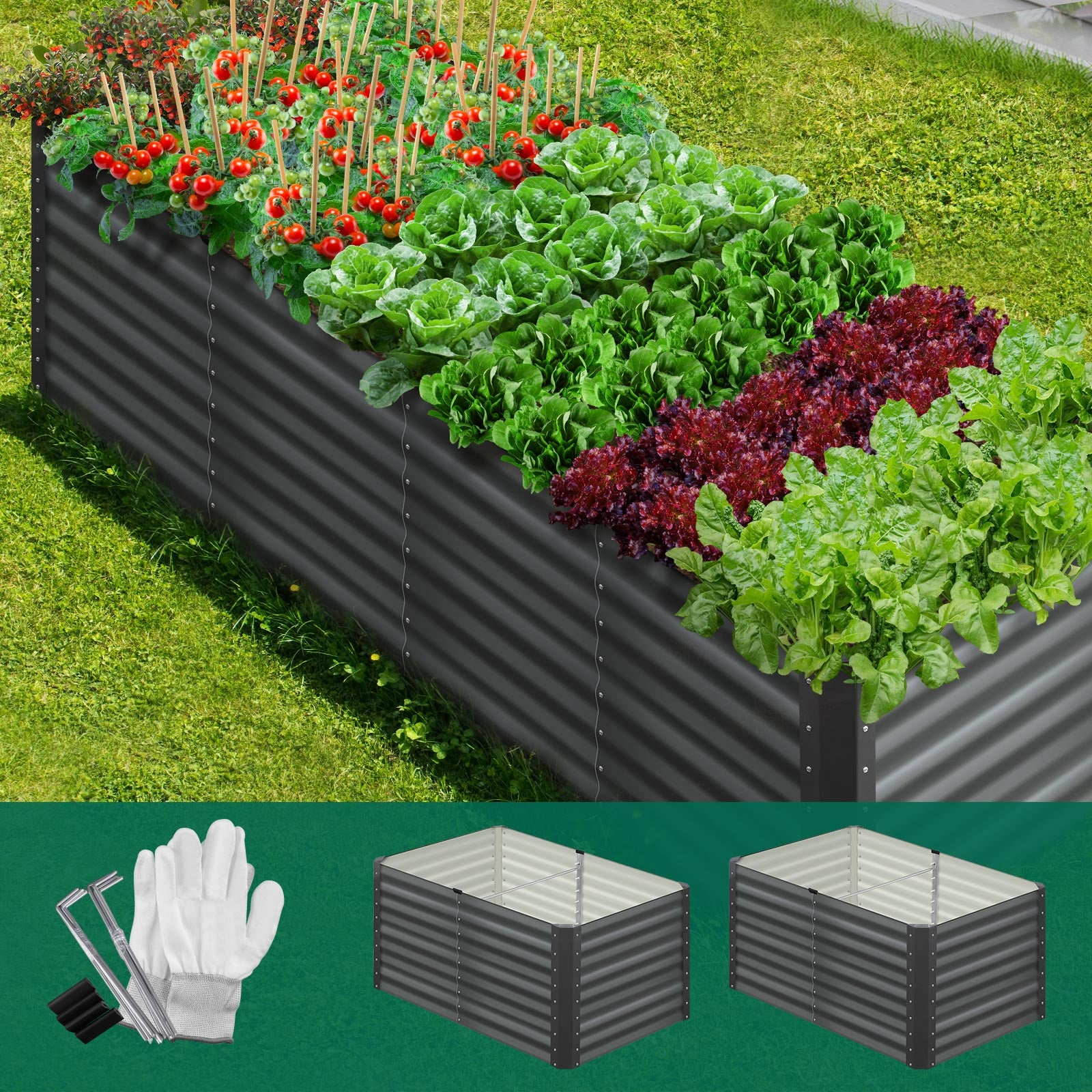 Livsip Garden Bed Kits Raised Vegetable Planter Galvanised Steel 240x80x73CM - Sunyee