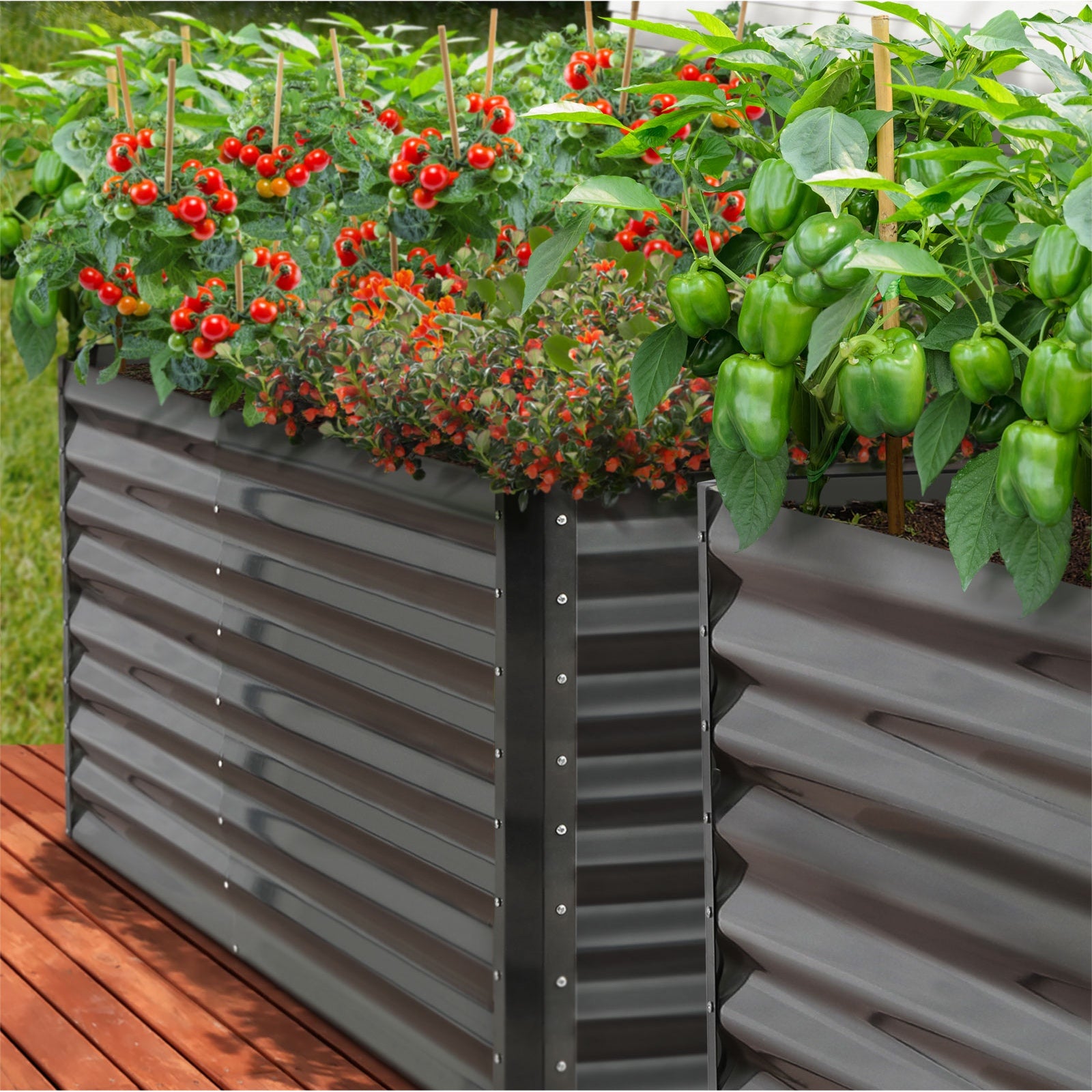 Livsip x2 Garden Bed Kits Raised Vegetable Planter Galvanised Steel 240x80x73CM - Sunyee
