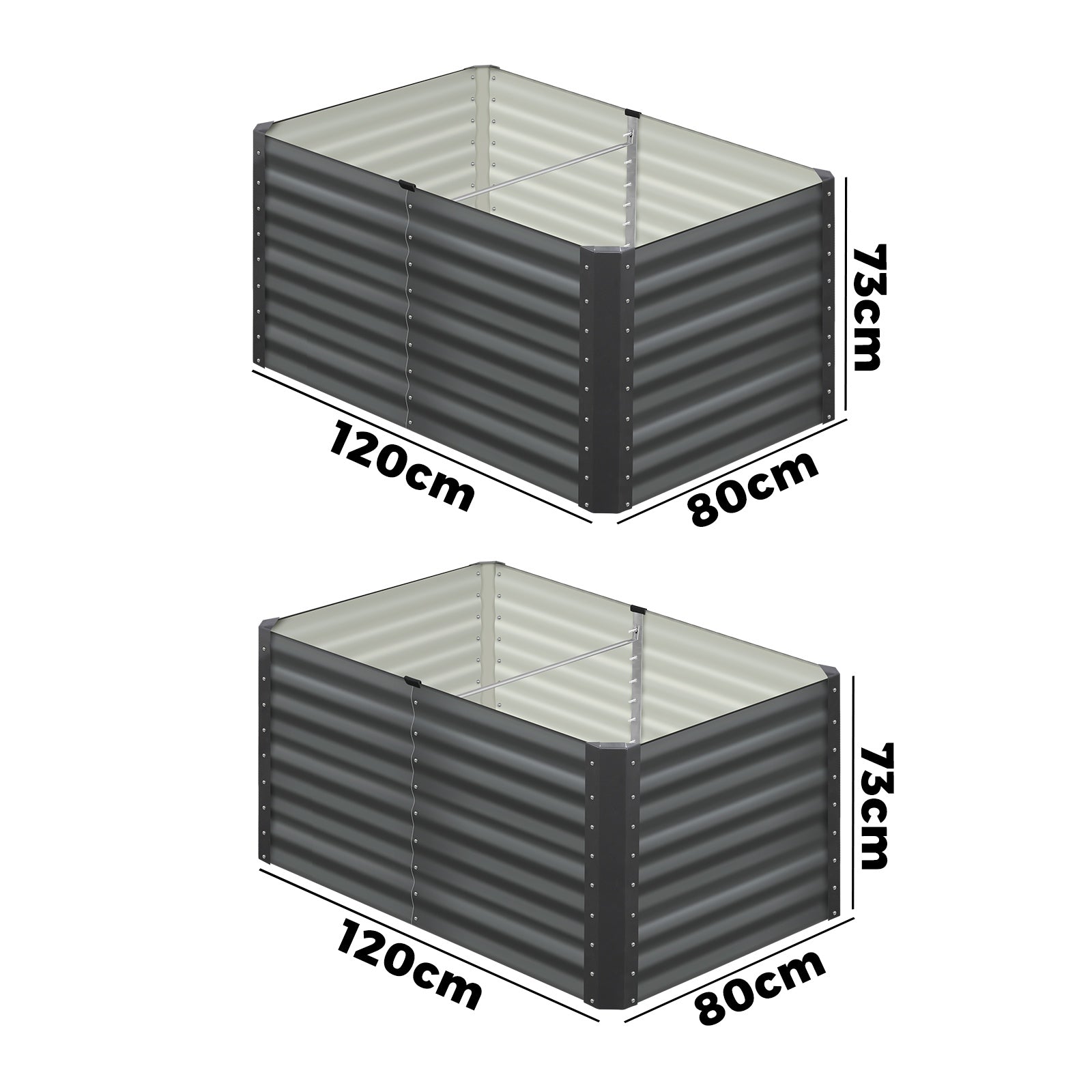 Livsip x2 Garden Bed Kits Raised Vegetable Planter Galvanised Steel 240x80x73CM - Sunyee