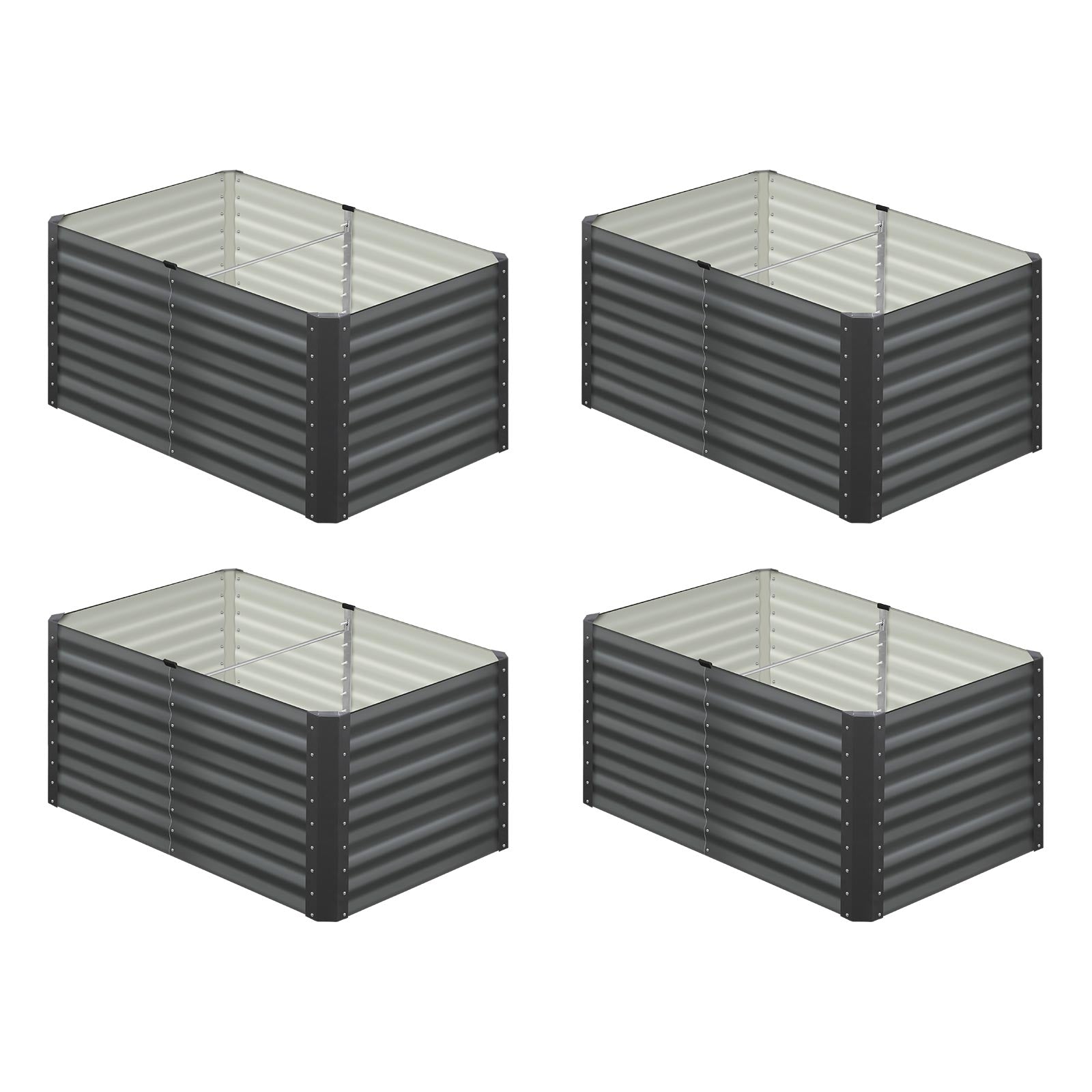 Livsip x2 Garden Bed Kits Raised Vegetable Planter Galvanised Steel 240x80x73CM - Sunyee