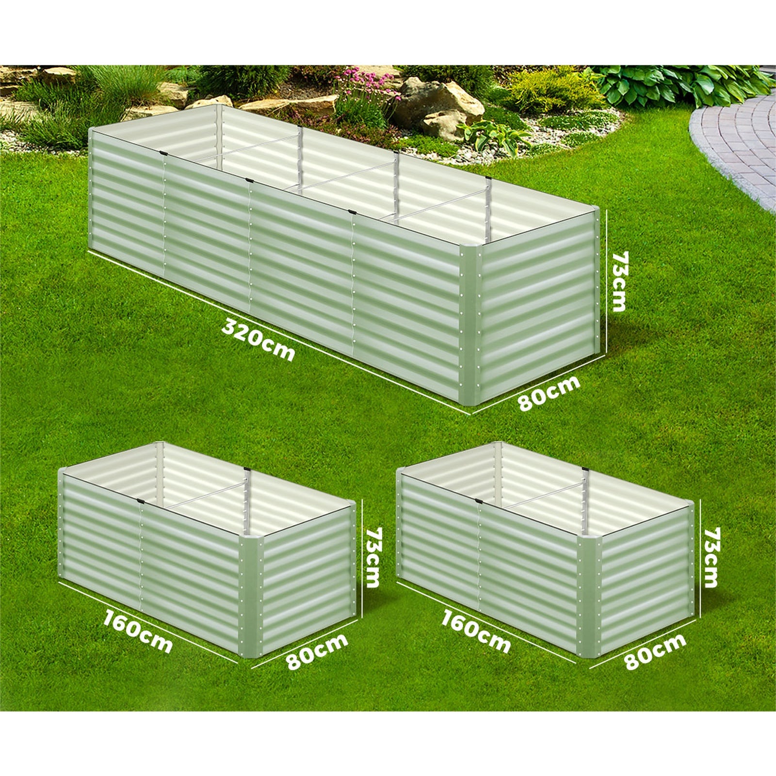 Livsip Garden Bed 320x80x73CM Raised Container Vegetable Planter Box Green - Sunyee