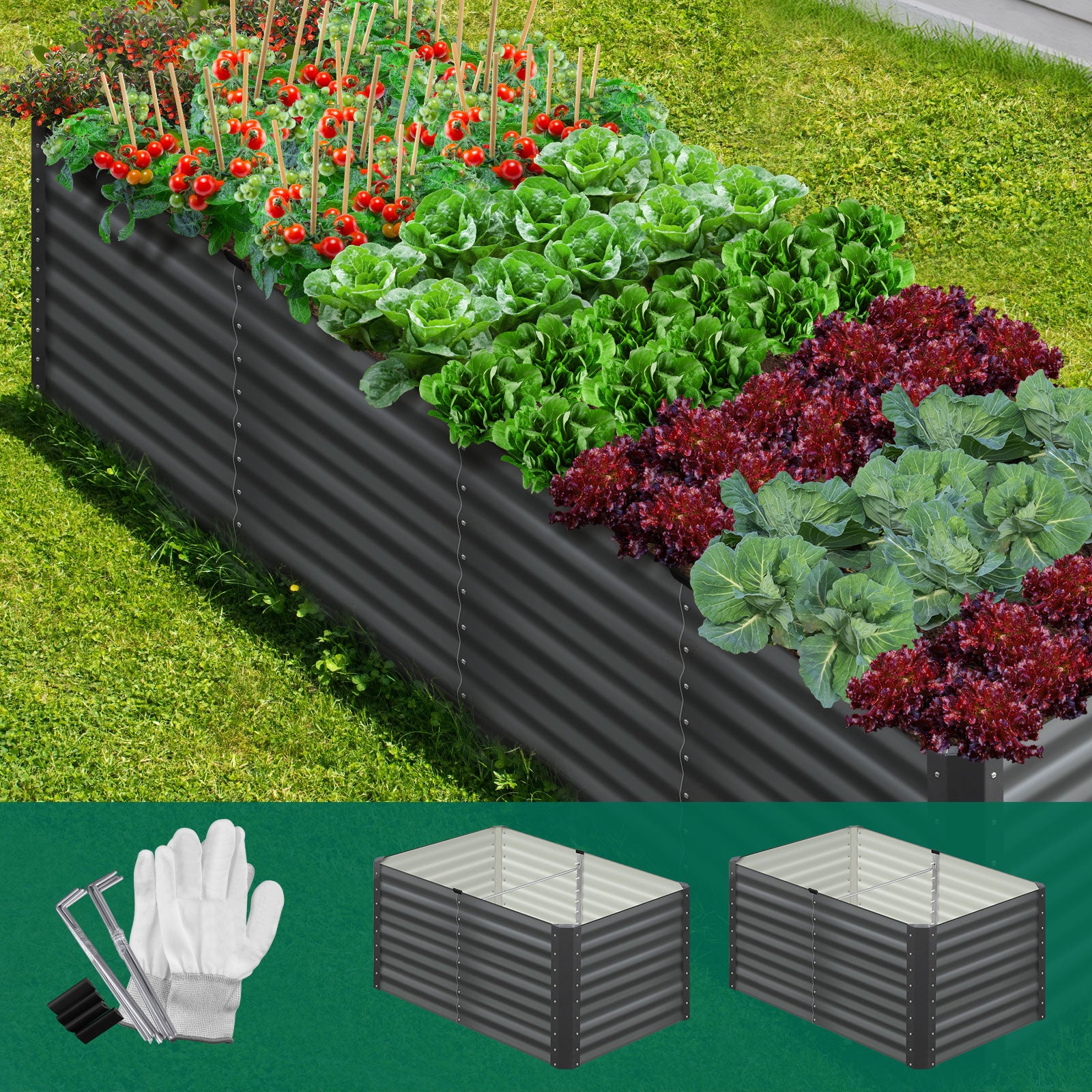 Livsip Raised Garden Bed Kit Instant Planter Galvanised Steel 320x80x73CM - Sunyee