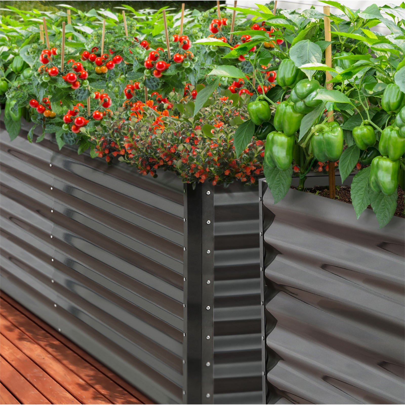 Livsip x2 Raised Garden Bed Kit Instant Planter Galvanised Steel 320x80x73CM - Sunyee