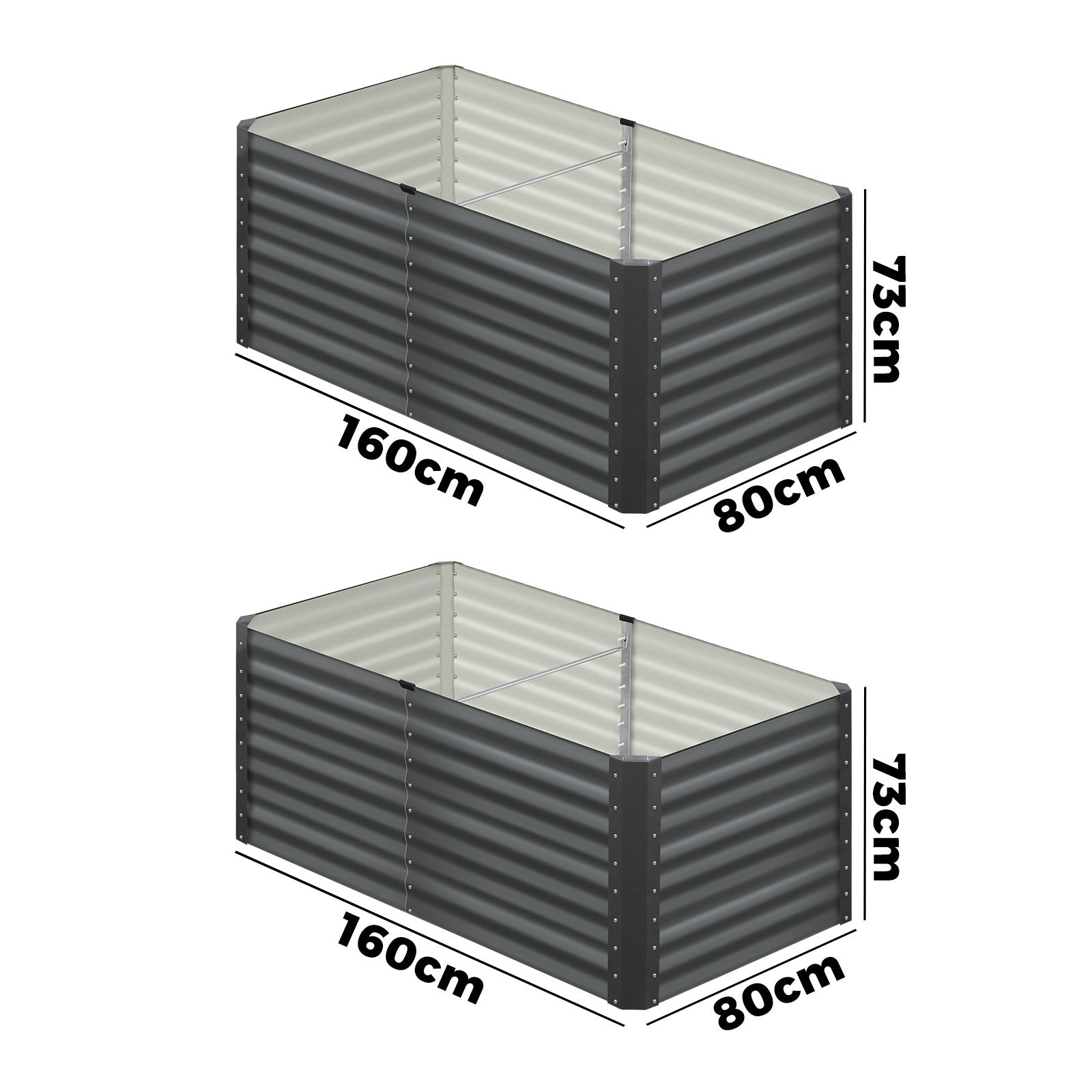 Livsip x2 Raised Garden Bed Kit Instant Planter Galvanised Steel 320x80x73CM - Sunyee