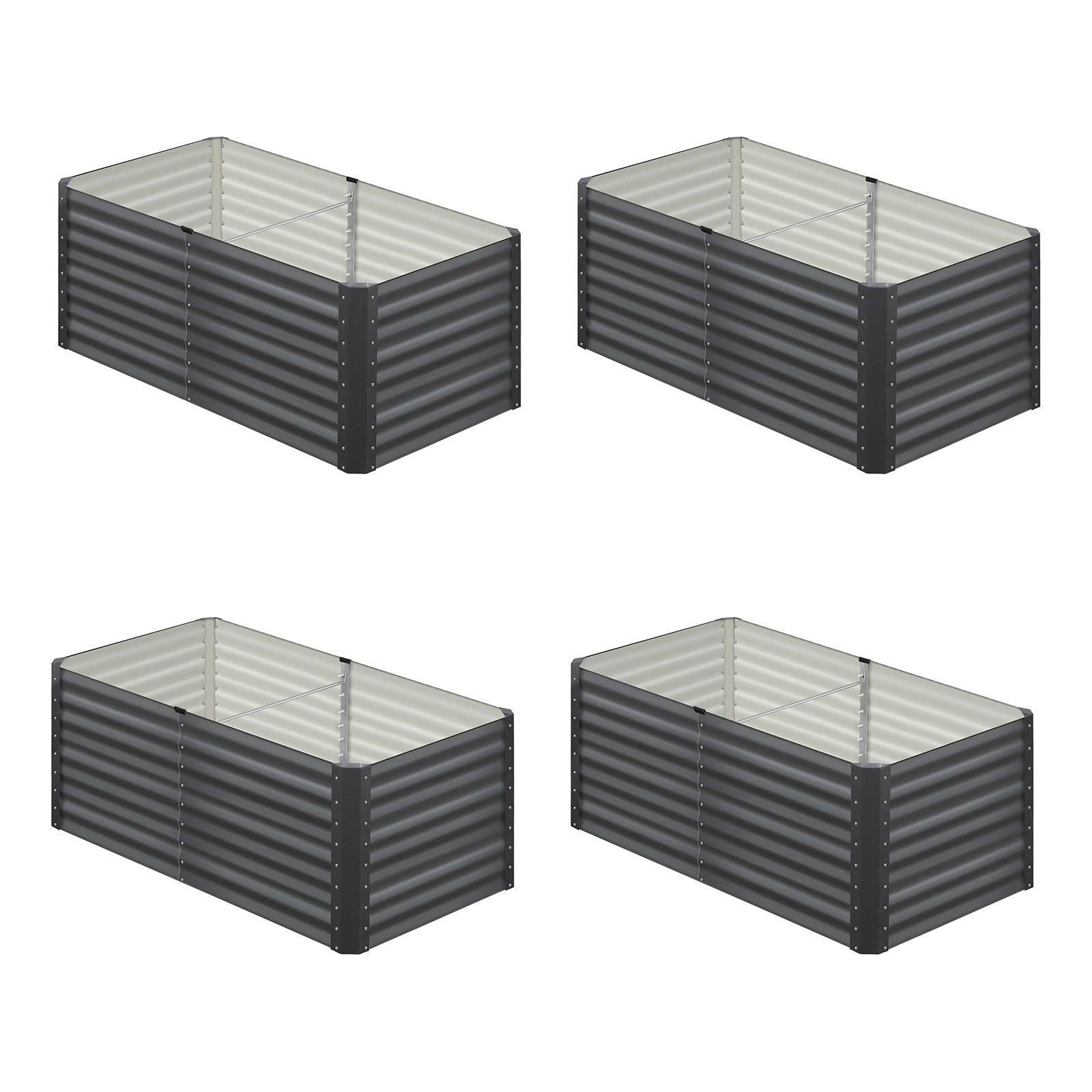 Livsip x2 Raised Garden Bed Kit Instant Planter Galvanised Steel 320x80x73CM - Sunyee