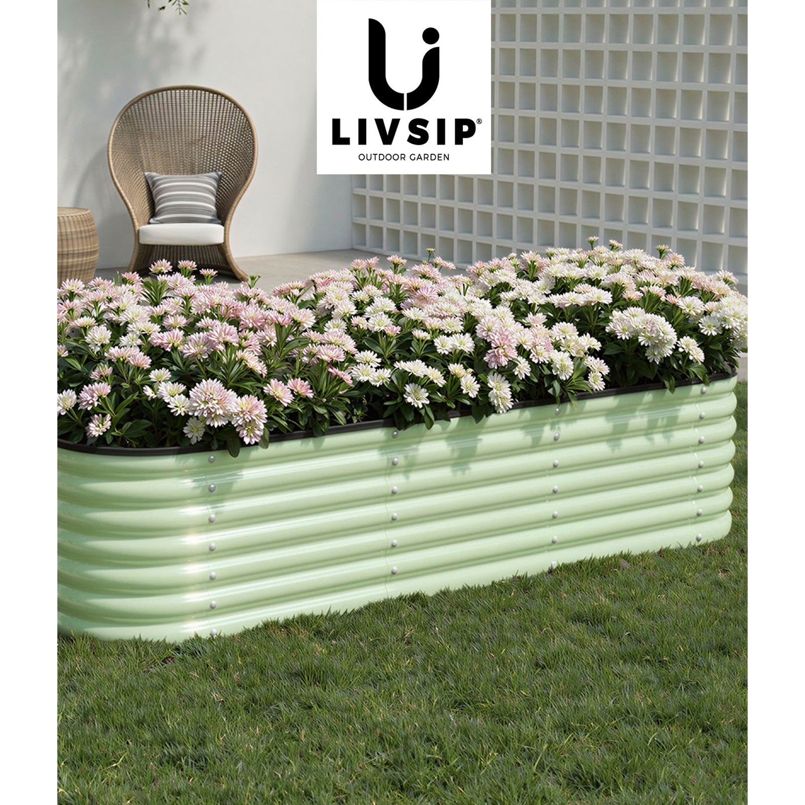 Livsip 9 In 1 Garden Bed Modular Container Planter Galvanised Steel 56CM Height - Sunyee