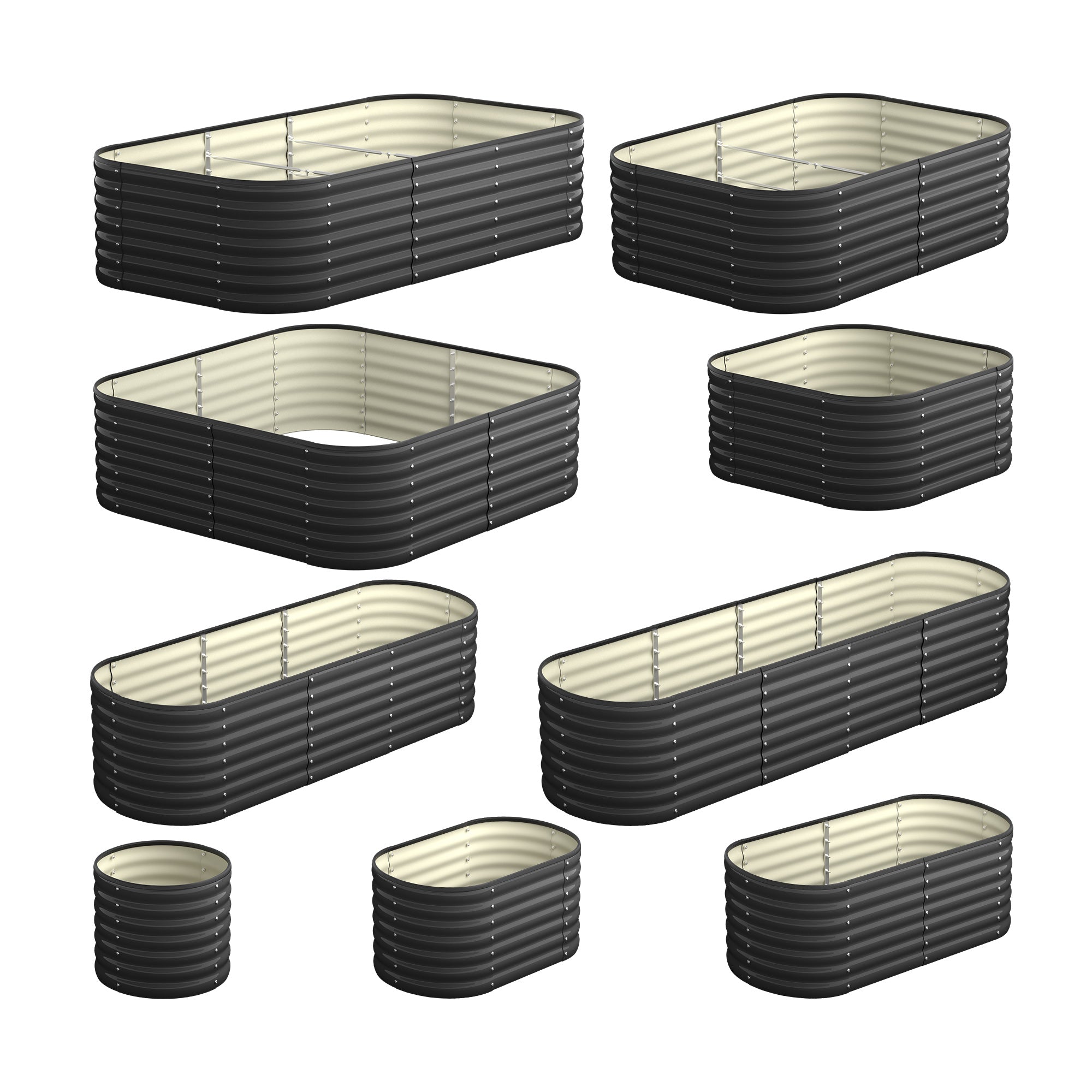 Livsip 9-IN-1 Raised Garden Bed Modular Kit Planter Oval Galvanised Steel 56CM H - Sunyee