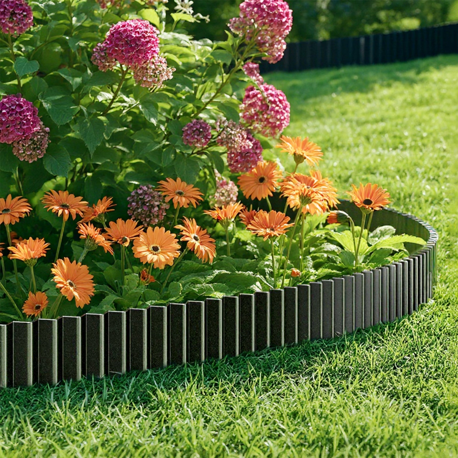Livsip Garden Edging 20mx15cm Landscape Lawn Edge Border DIY Fence Steel Black - Sunyee