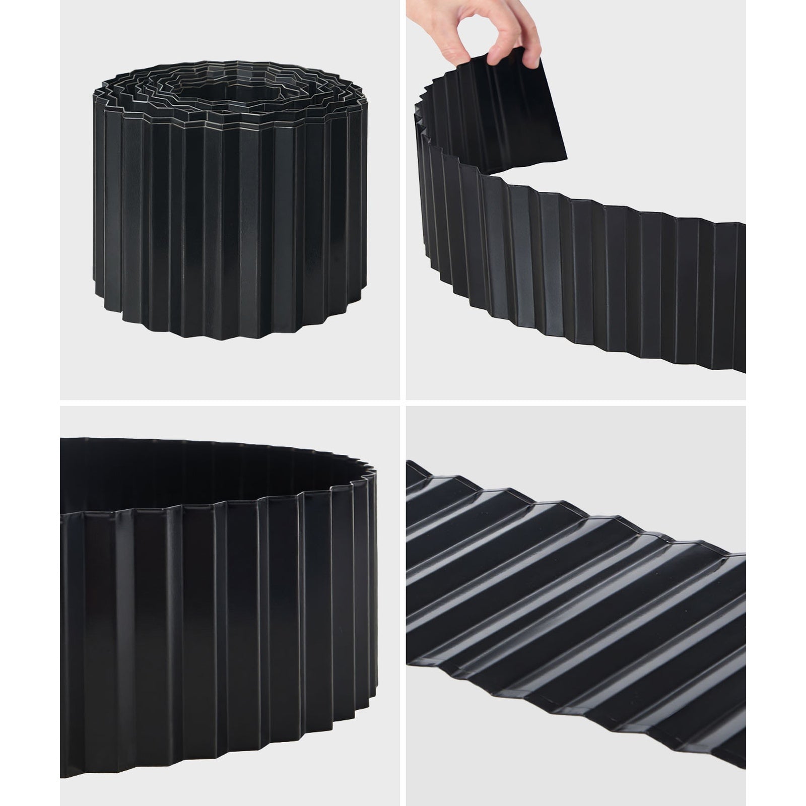 Livsip Garden Edging 20mx15cm Landscape Lawn Edge Border DIY Fence Steel Black - Sunyee