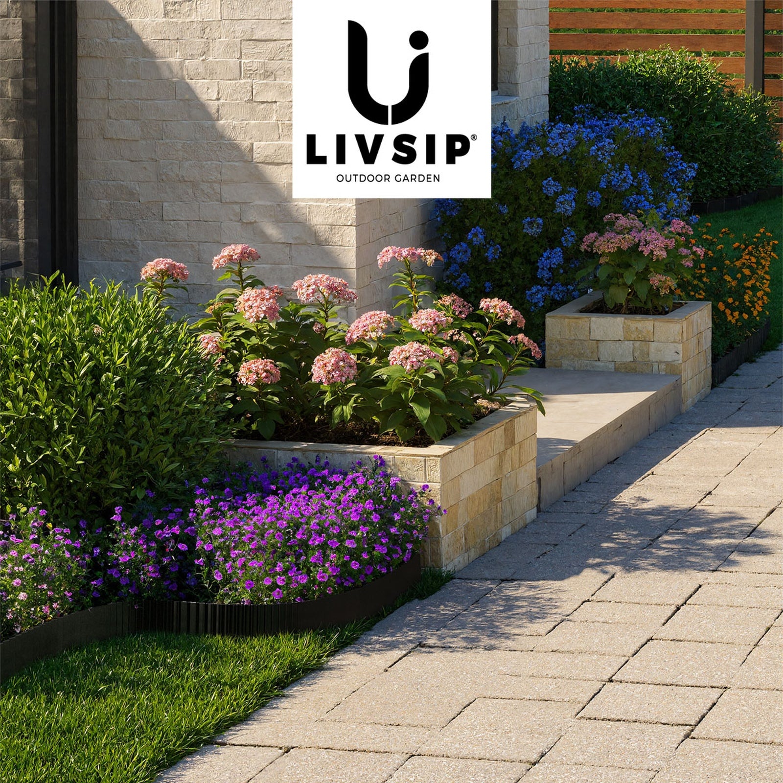 Livsip Garden Edging 20mx15cm Landscape Lawn Edge Border DIY Fence Steel Black - Sunyee