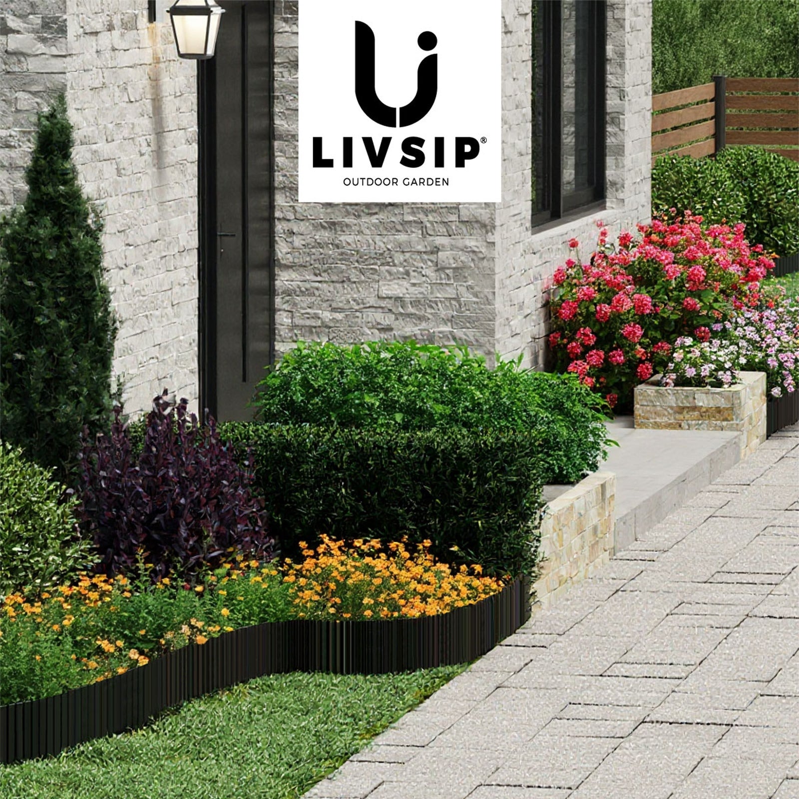 Livsip Garden Edging 20mx30cm Landscape Lawn Edge Border DIY Fence Steel Black - Sunyee