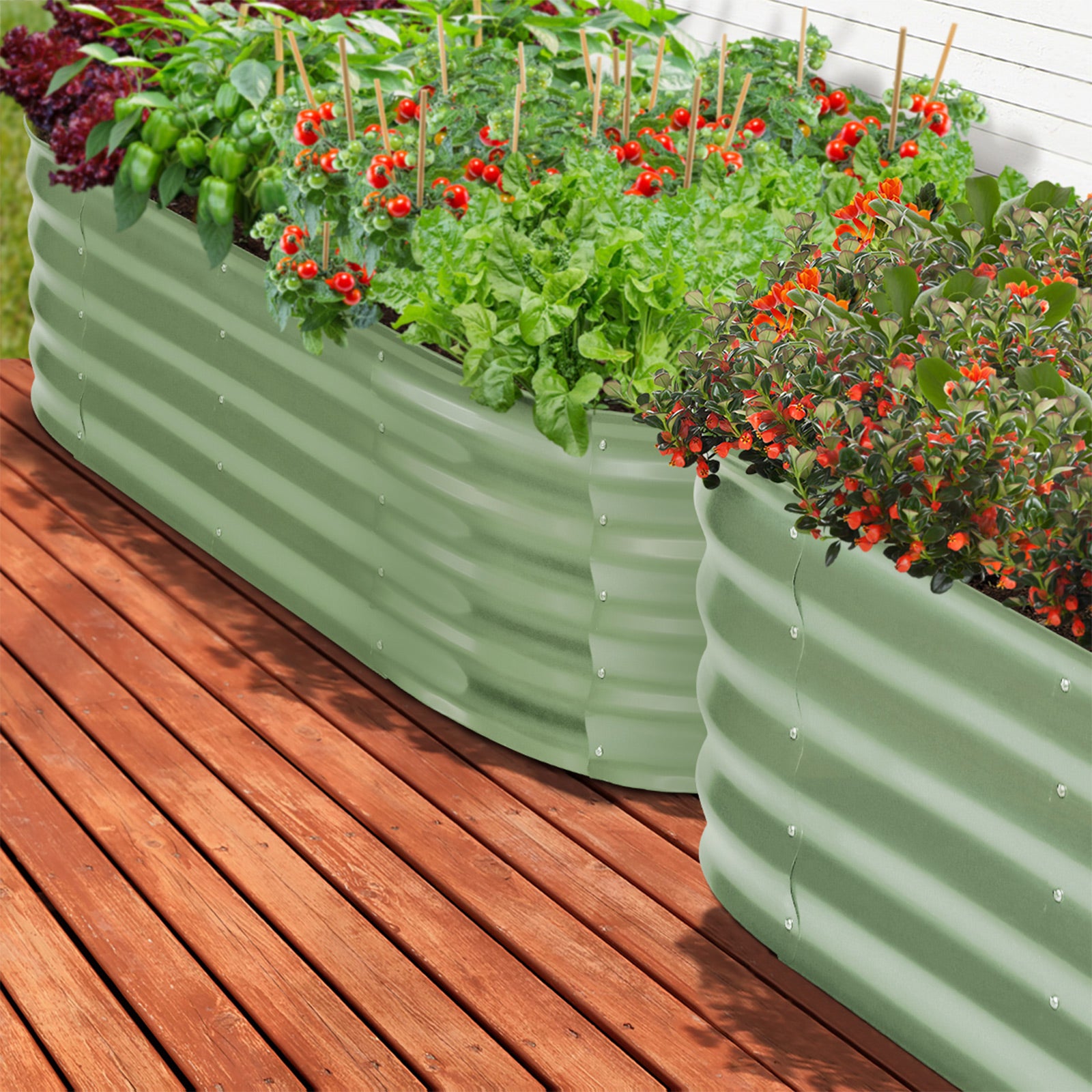 Livsip Garden Bed 160x80x42cm Planter Box Raised Container Galvanised Green - Sunyee