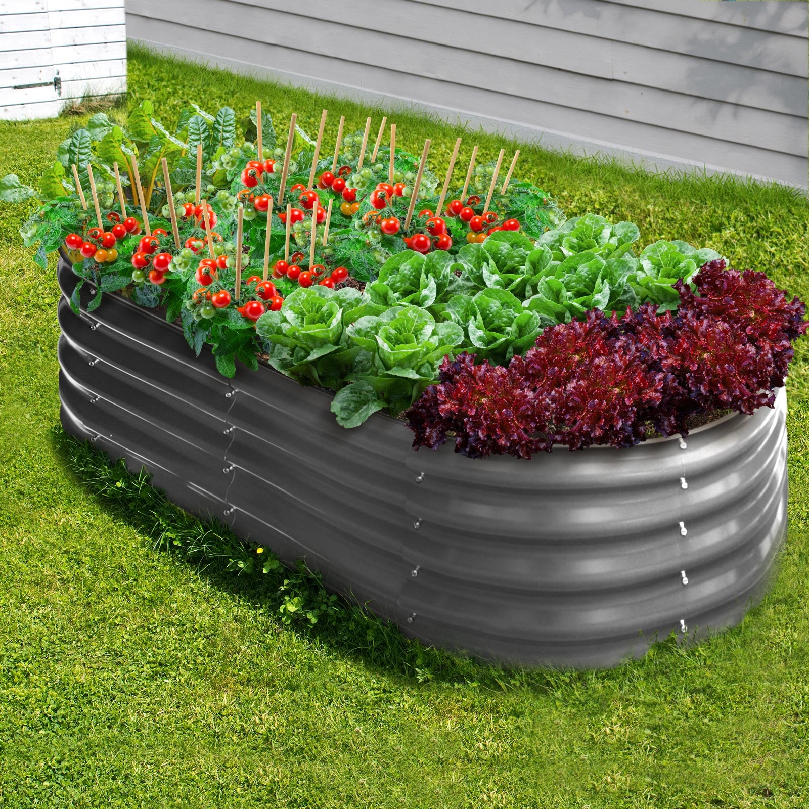 Livsip Galvanised Raised Garden Bed Steel Vegetable Planter 160X80X42CM - Sunyee