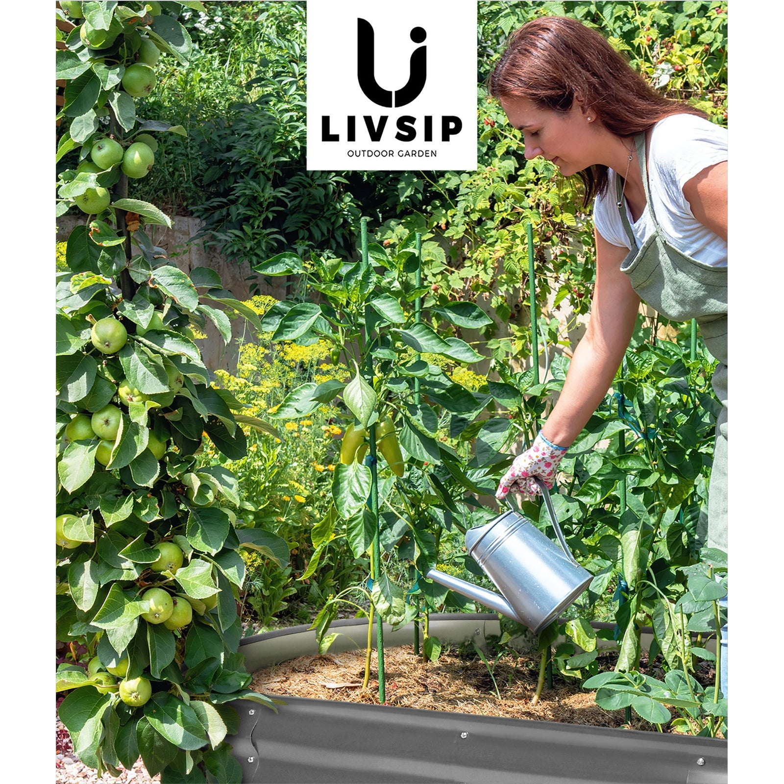 Livsip x2 Garden Bed Oval Galvanised Raised Steel Vegetable Planter 160X80X42CM - Sunyee