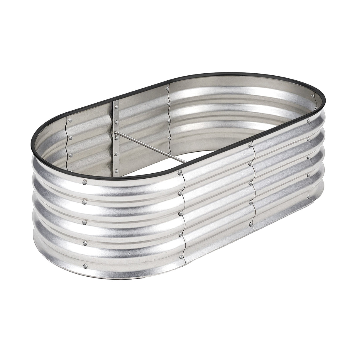 Livsip Garden Bed Oval Galvanised Steel Planter Box Outdoor 160x80x42cm Silver
