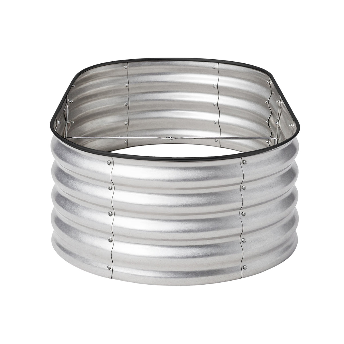 Livsip Garden Bed Oval Galvanised Steel Planter Box Outdoor 160x80x42cm Silver