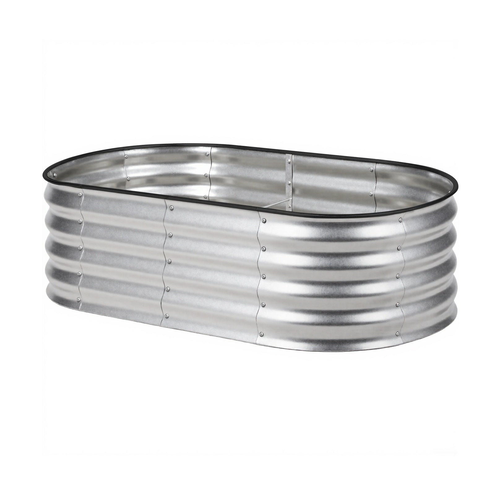 Livsip Garden Bed Oval Galvanised Steel Planter Box Outdoor 160x80x42cm Silver - Sunyee