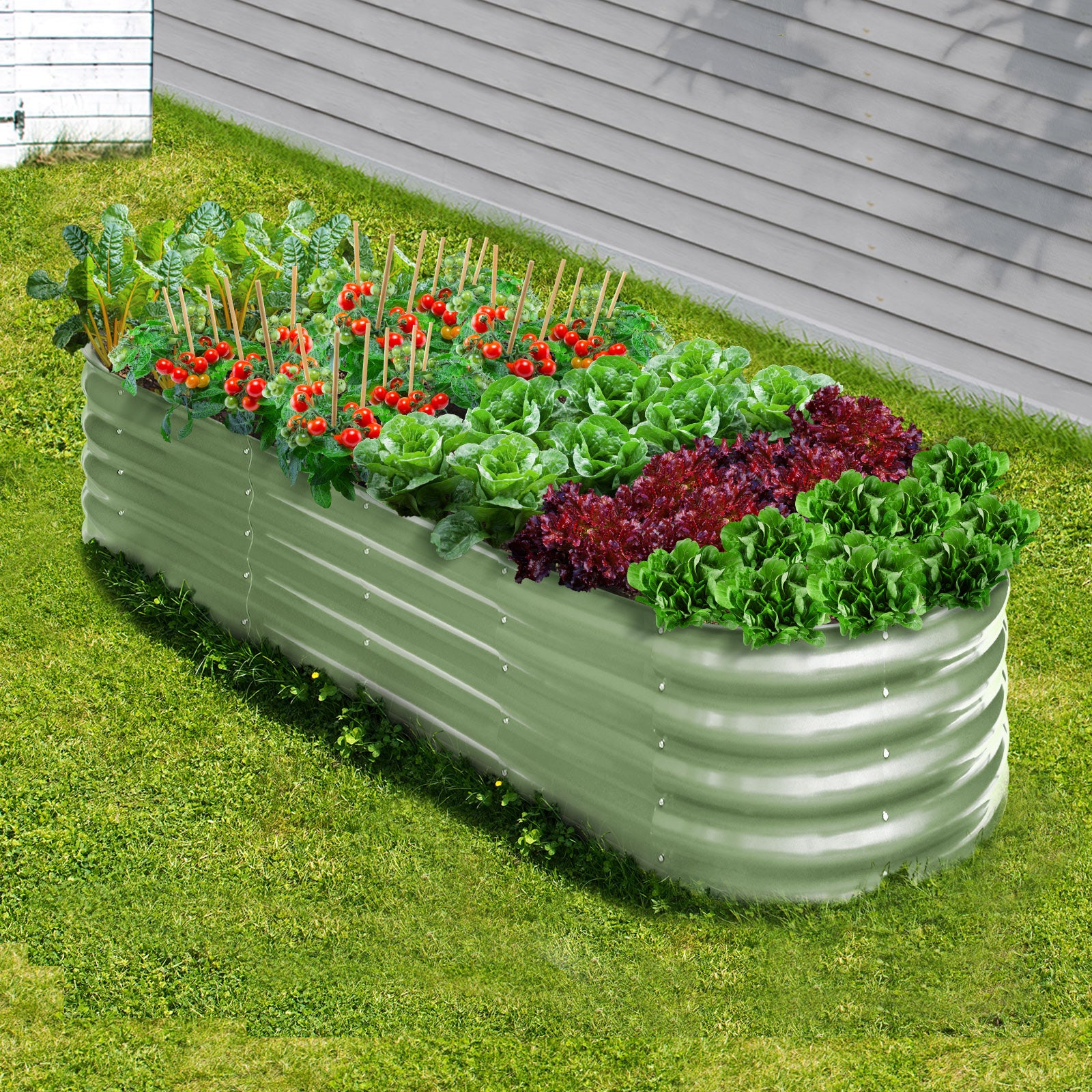 Livsip Garden Bed 240x80x42cm Planter Box Raised Container Galvanised Green - Sunyee