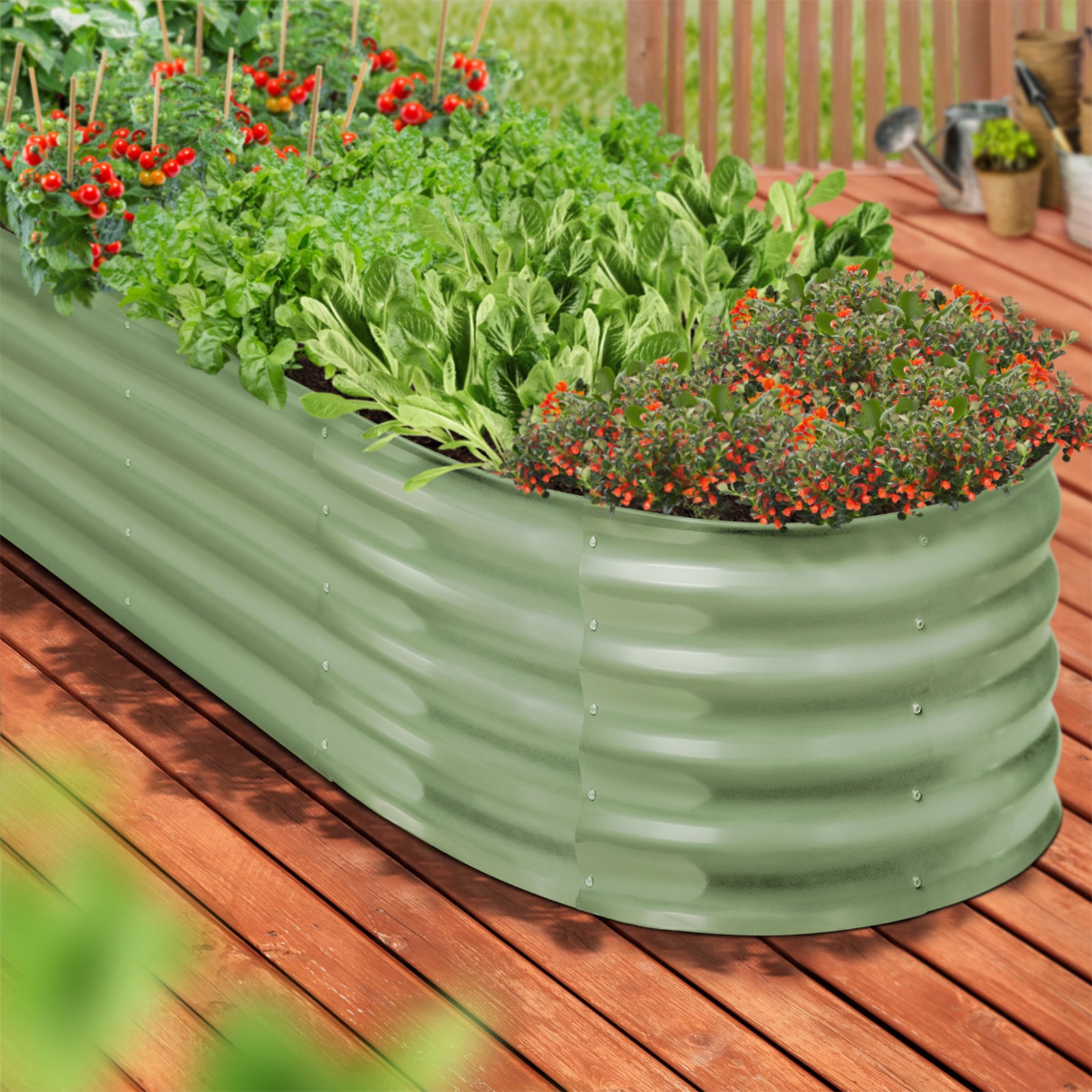 Livsip Garden Bed 240x80x42cm Planter Box Raised Container Galvanised Green - Sunyee