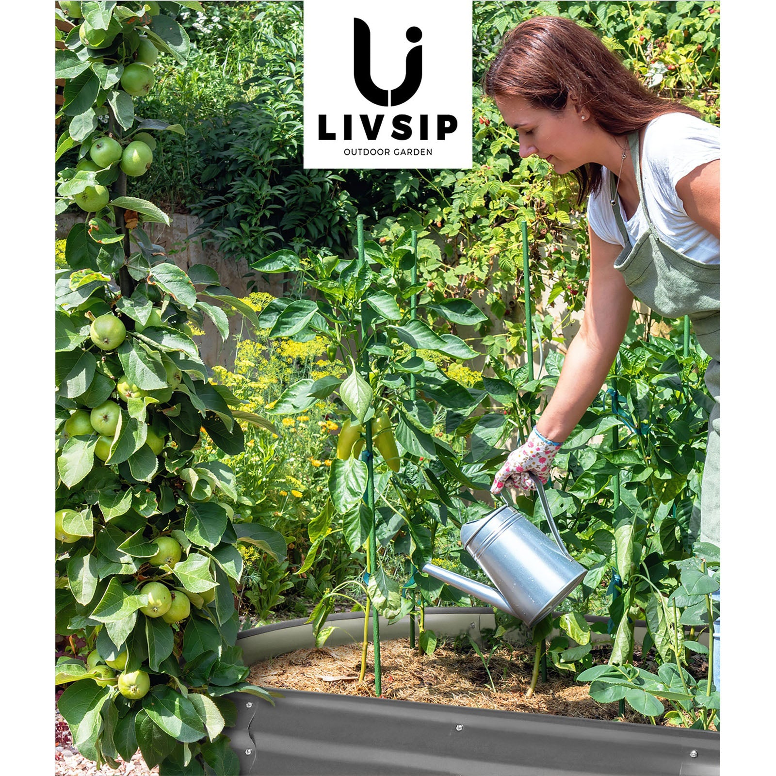 Livsip x3 Galvanised Raised Garden Bed Steel Instant Planter Oval 240X80X42CM - Sunyee