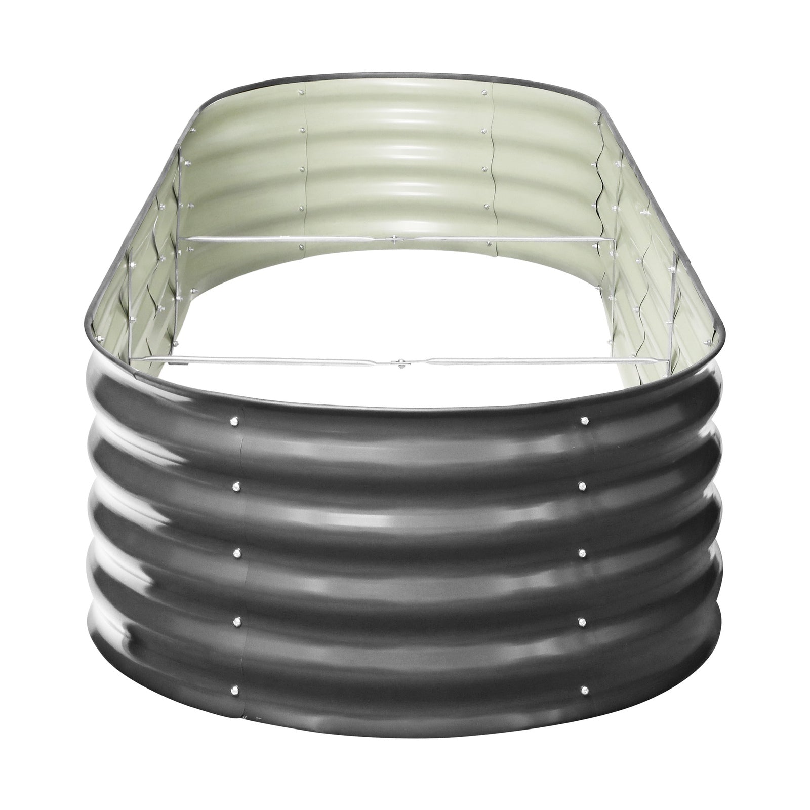 Livsip x3 Galvanised Raised Garden Bed Steel Instant Planter Oval 240X80X42CM - Sunyee
