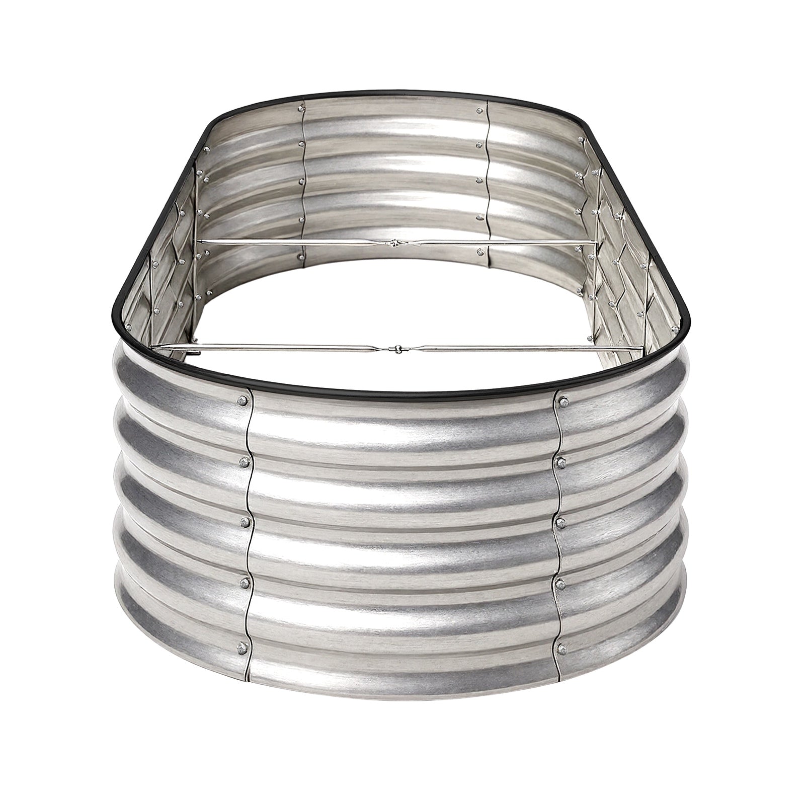 Livsip Garden Bed Oval Galvanised Steel Planter Box Outdoor 240x80x42cm Silver - Sunyee