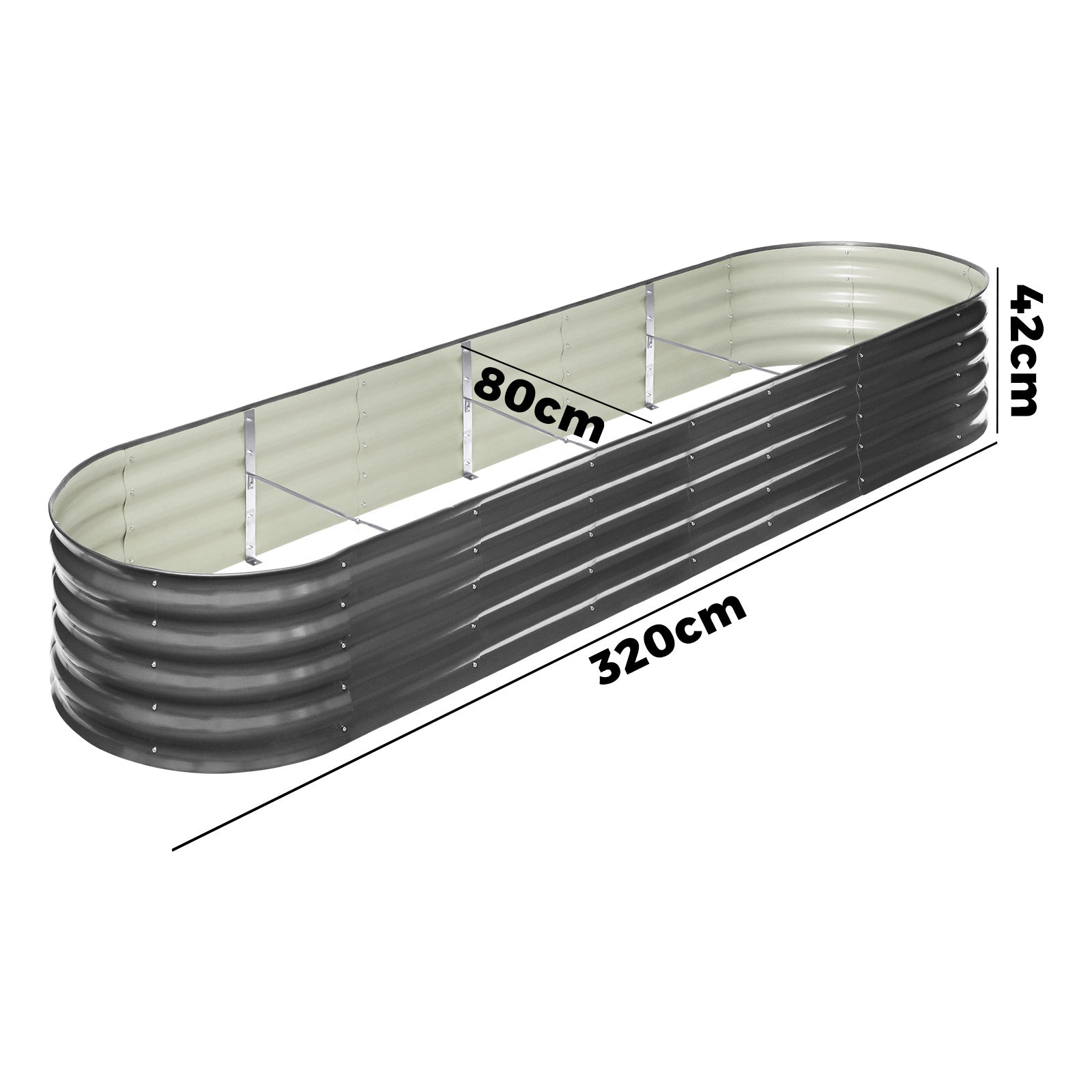 Livsip Galvanised Raised Garden Bed Steel Vegetable Planter 320X80X42CM - Sunyee