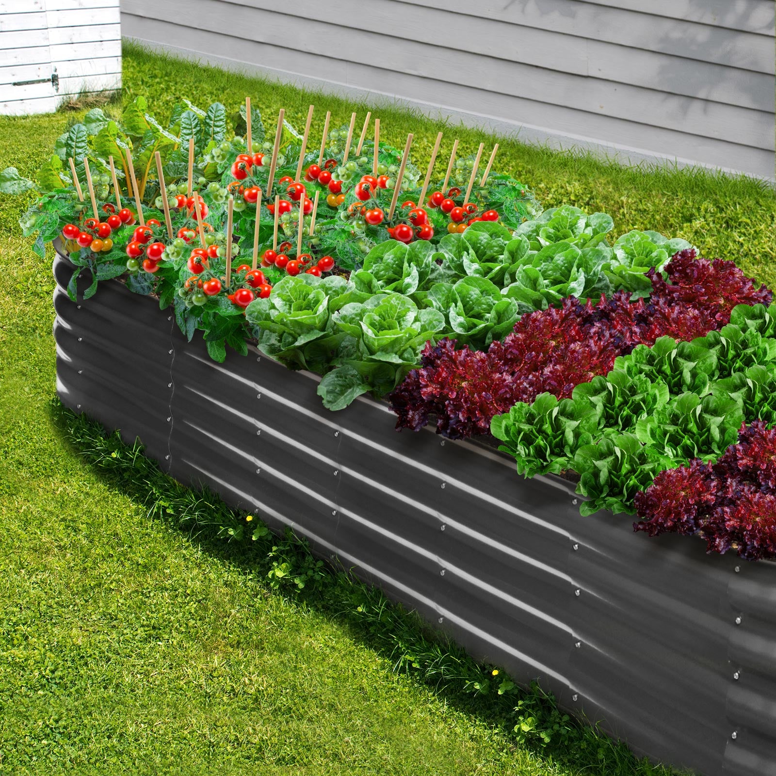 Livsip Galvanised Raised Garden Bed Steel Vegetable Planter 320X80X42CM - Sunyee