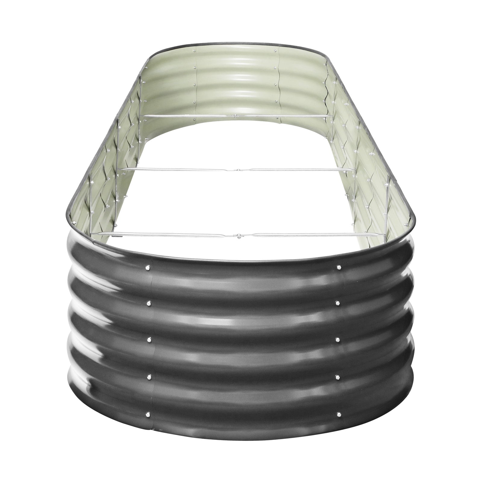 Livsip x4 Galvanised Raised Garden Bed Steel Instant Planter Oval 320X80X42CM - Sunyee