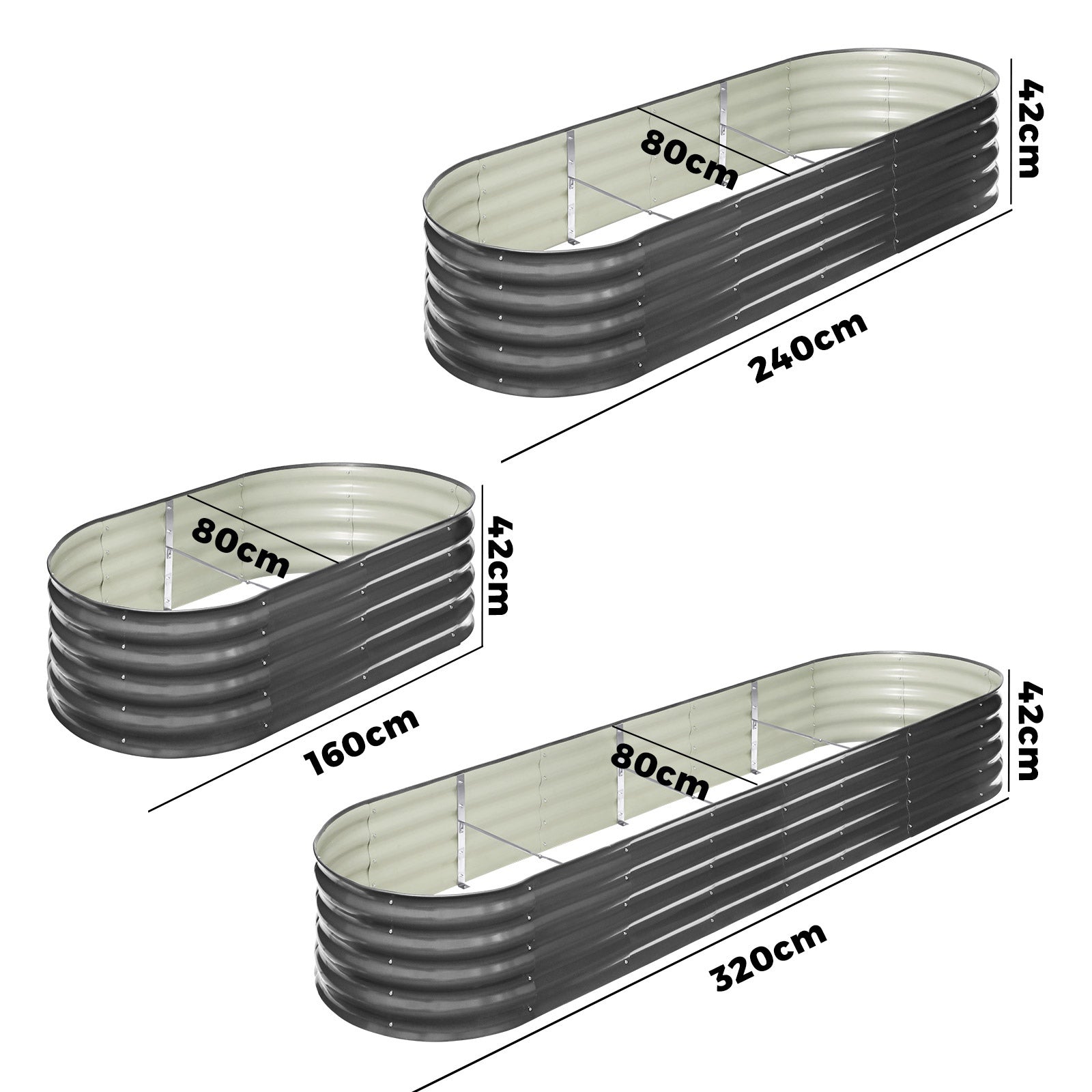 Livsip Garden Bed Oval 3 Sizes Raised Planter Box Container Galvanised Steel - Sunyee