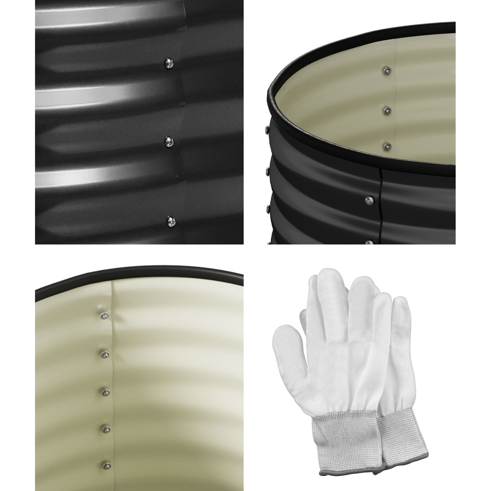 Livsip Garden Bed 90x45cm Galvanised Steel Raised Container Planter Box Round - Sunyee