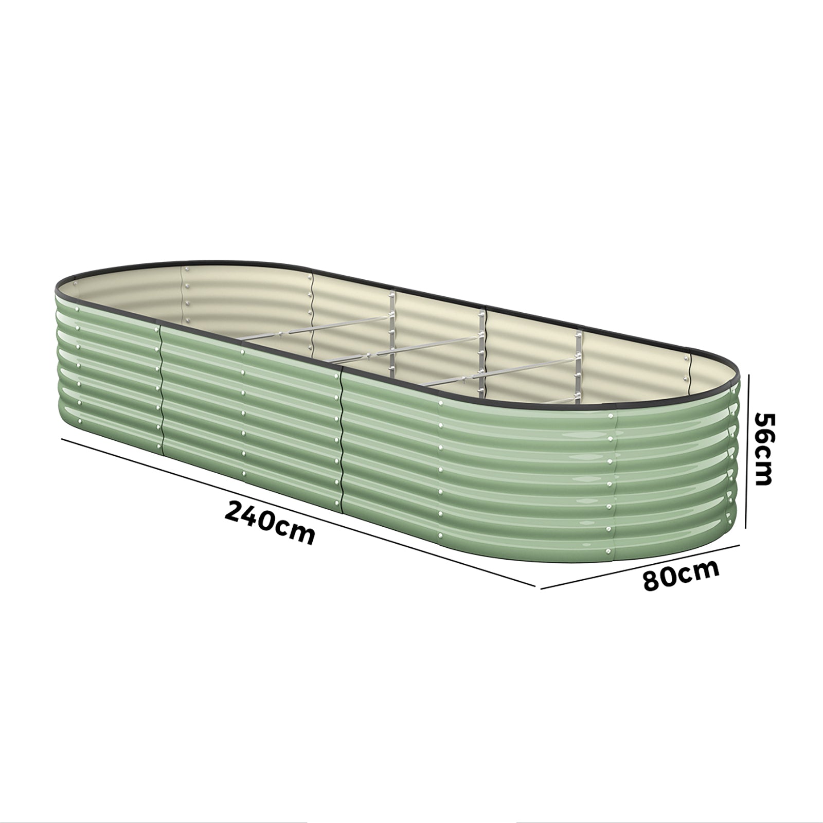 Livsip Garden Bed 240x80x56cm Planter Box Raised Container Galvanised Green - Sunyee