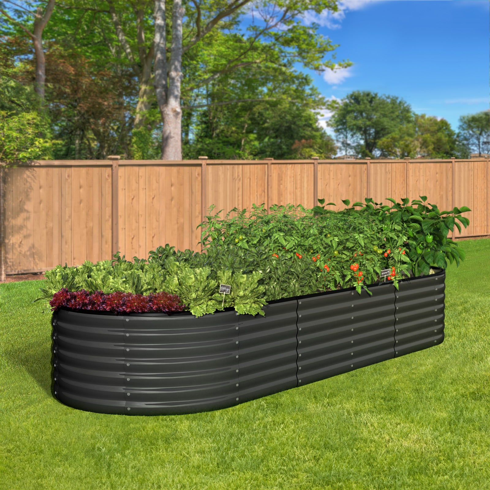 Livsip Raised Garden Bed Beds Kit Planter Oval Galvanised Steel 240cmX80cmX56cm - Sunyee