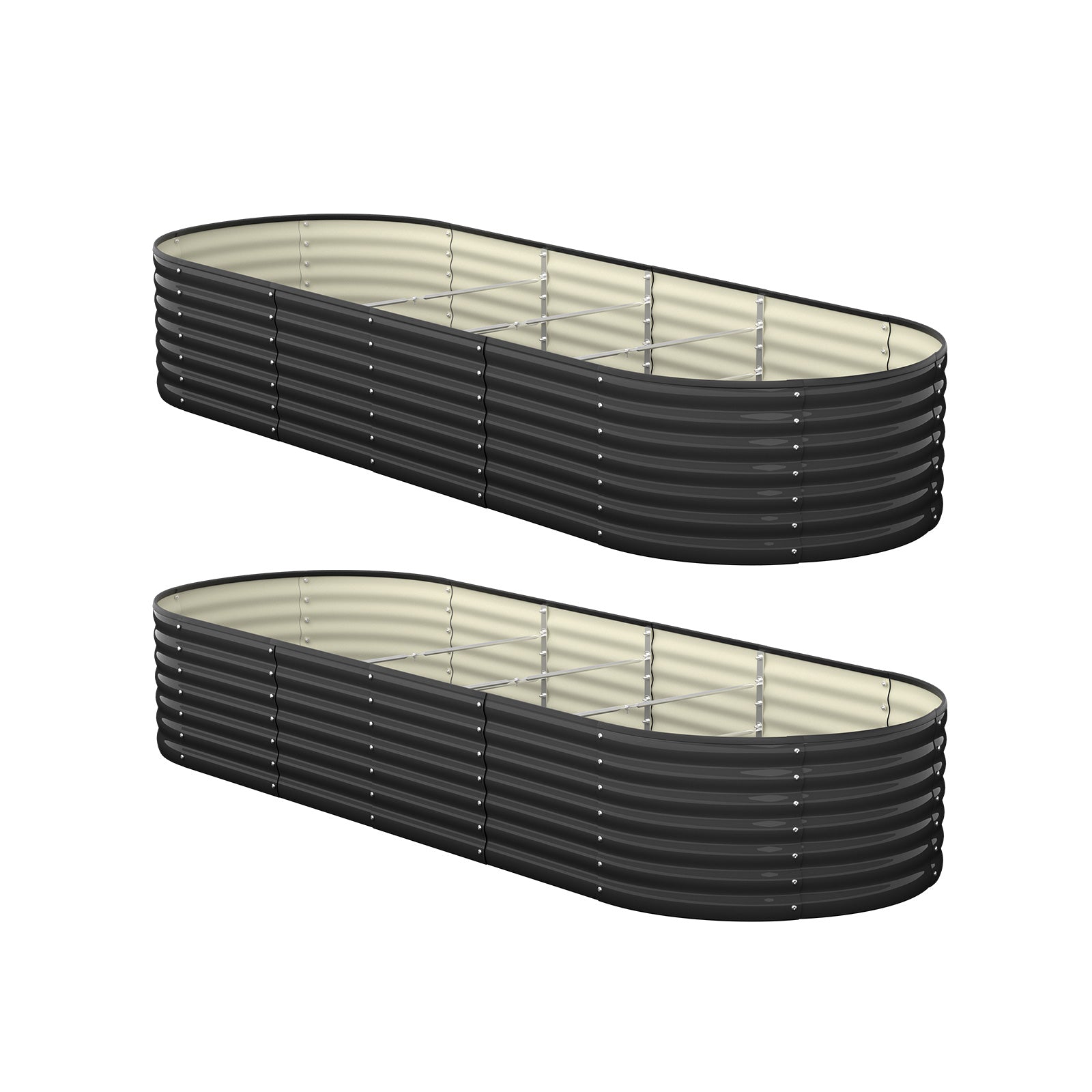 Livsip x2 Raised Garden Bed Kit Planter Oval Galvanised Steel 240cmX80cmX56cm - Sunyee