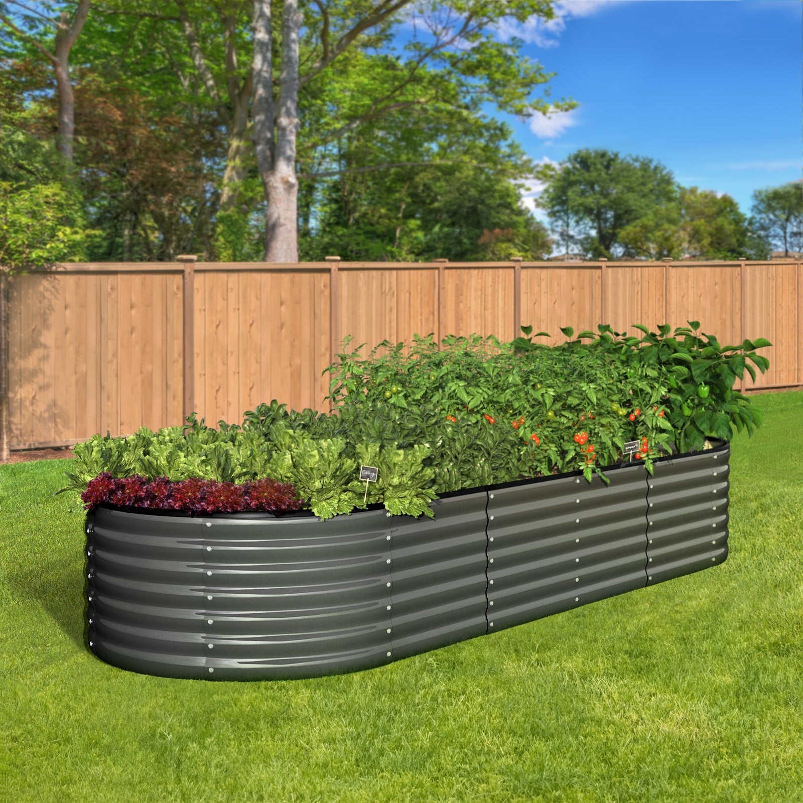 Livsip x4 Raised Garden Bed Kit Planter Oval Galvanised Steel 240cmX80cmX56cm - Sunyee