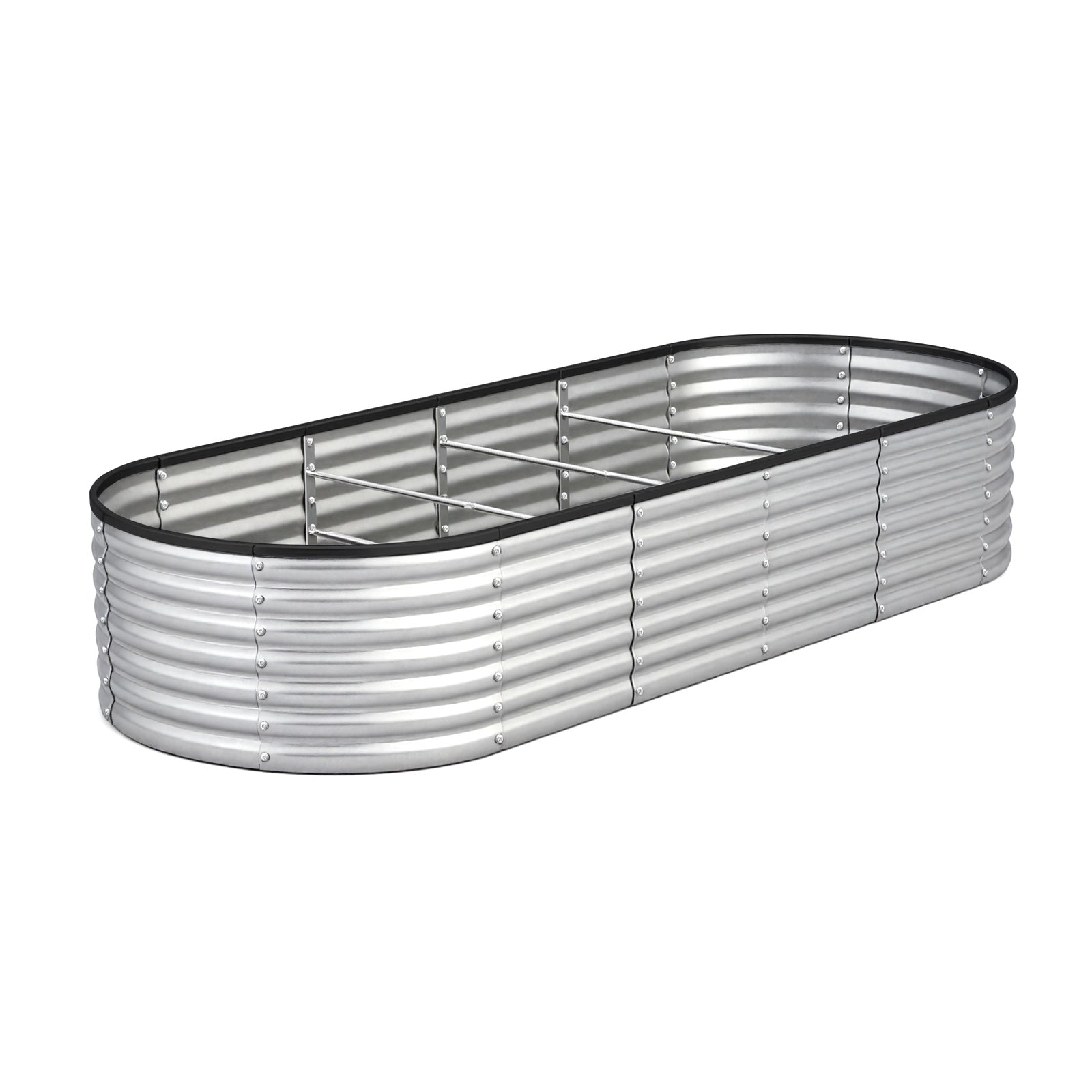 Livsip Garden Bed Oval Galvanised Steel Raised Container 240x80x56cm Silver - Sunyee