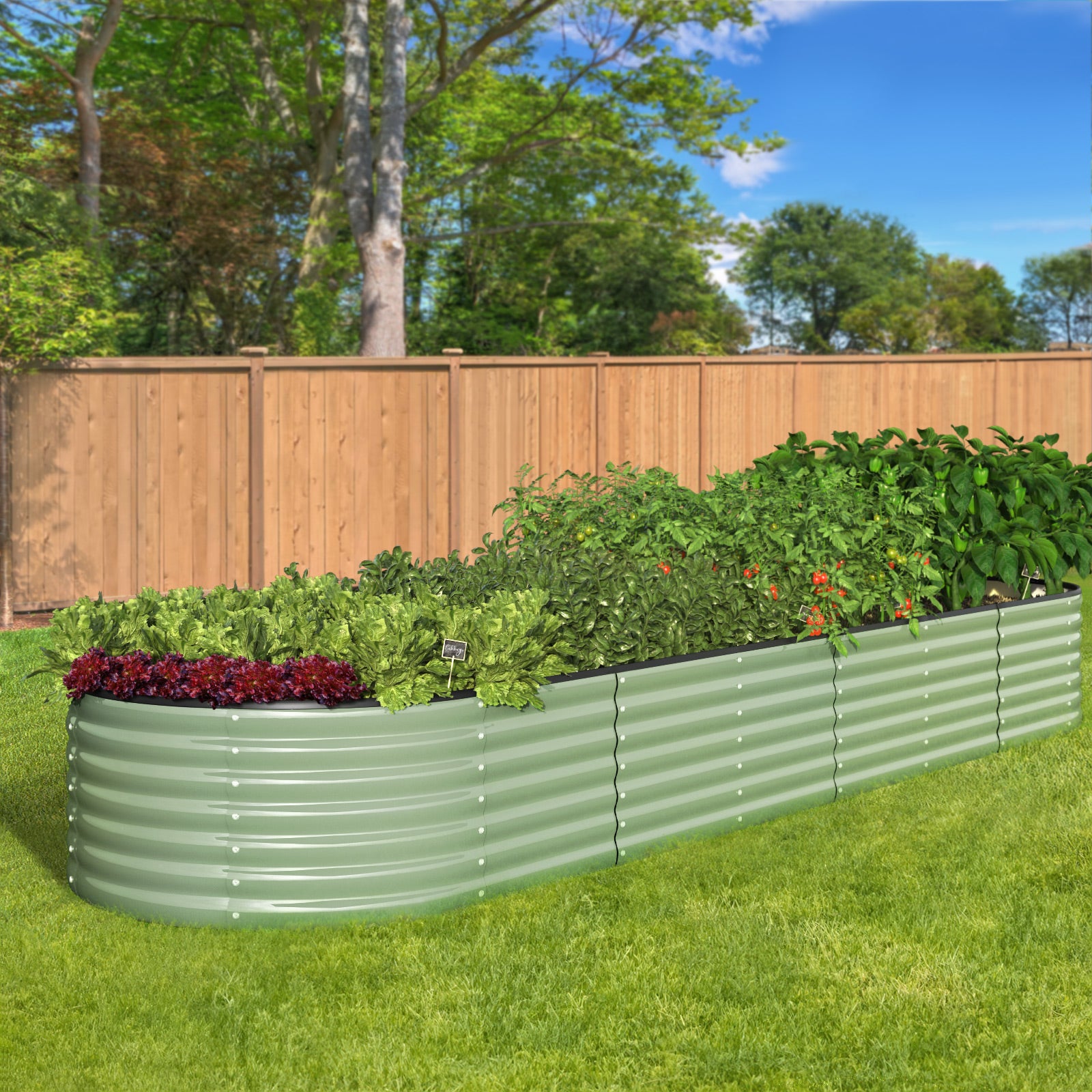 Livsip Garden Bed 320x80x56cm Planter Box Raised Container Galvanised Green - Sunyee