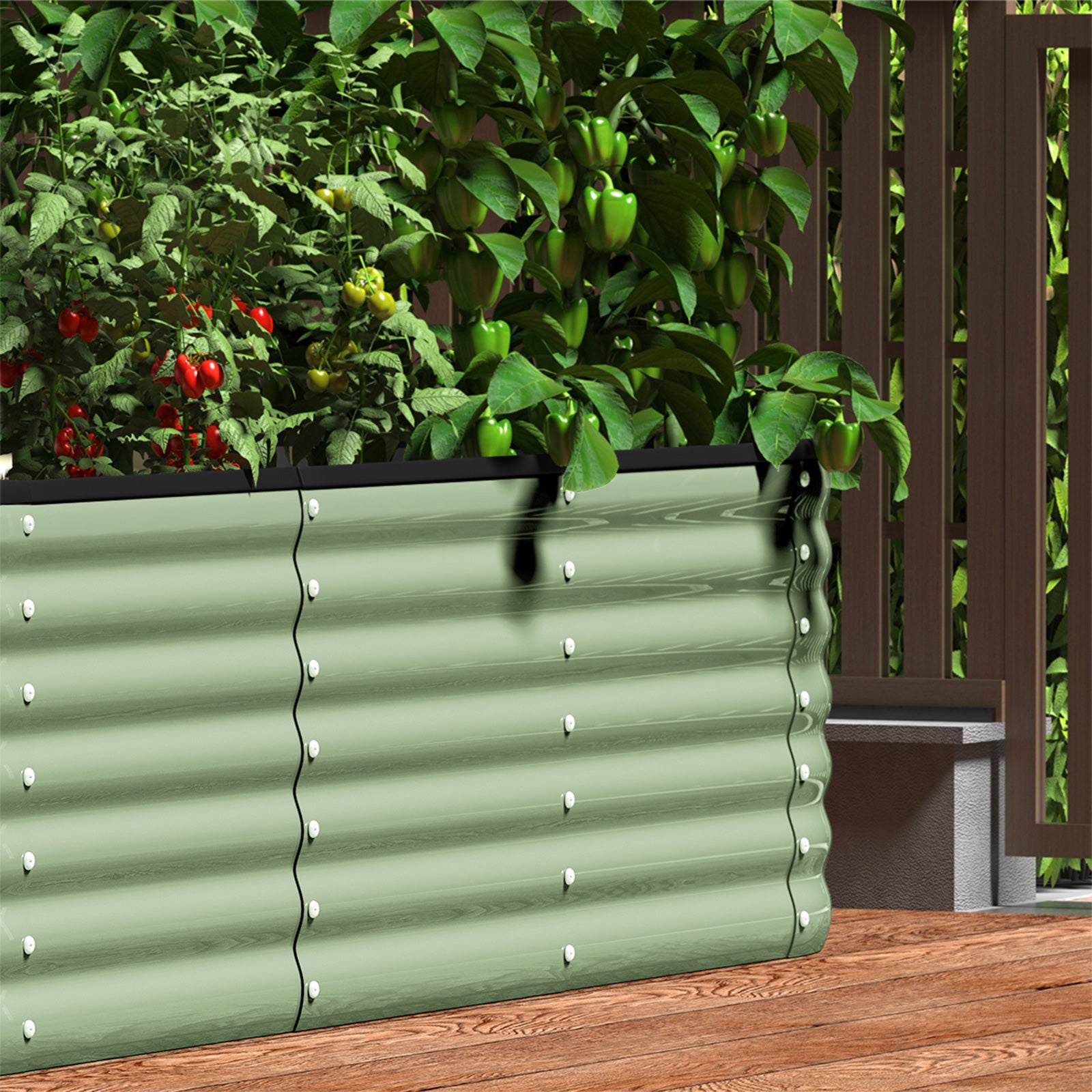 Livsip Garden Bed 320x80x56cm Planter Box Raised Container Galvanised Green - Sunyee
