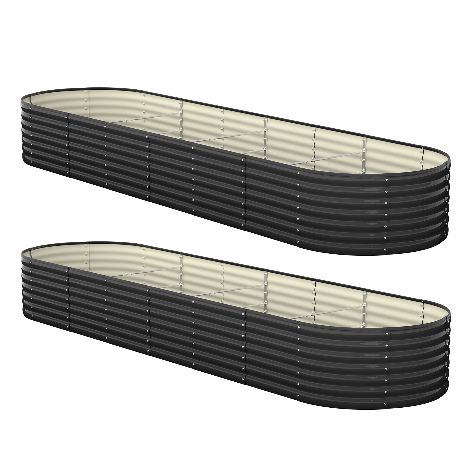 Livsip x2 Raised Garden Bed Kit Planter Oval Galvanised Steel 320cmX80cmX56cm - Sunyee