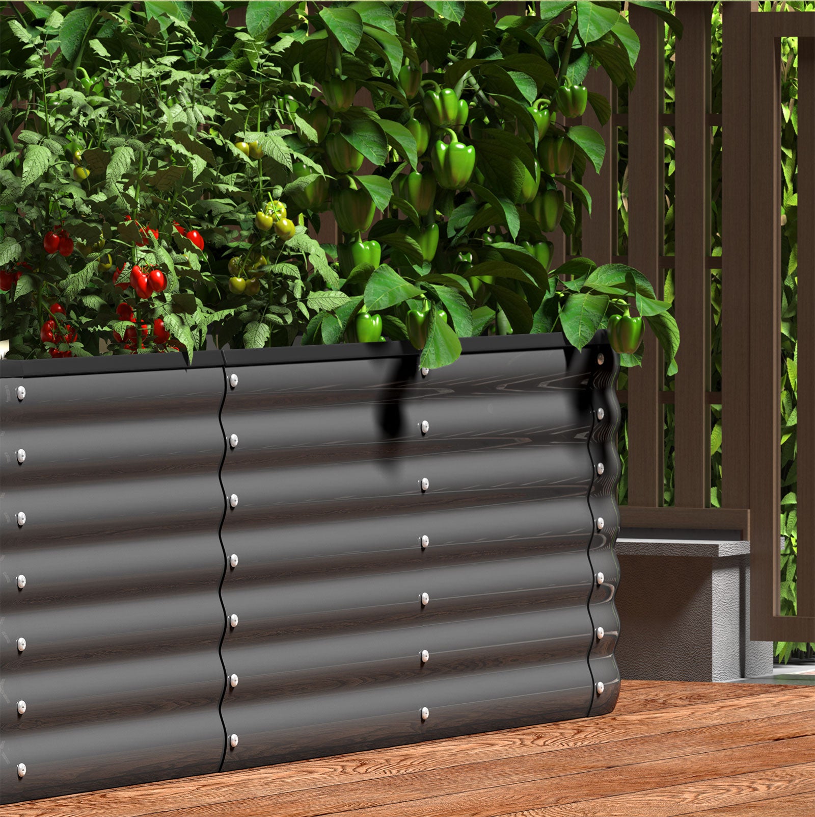 Livsip x3 Galvanised Raised Garden Bed Steel Instant Planter Oval 320X80X42CM - Sunyee