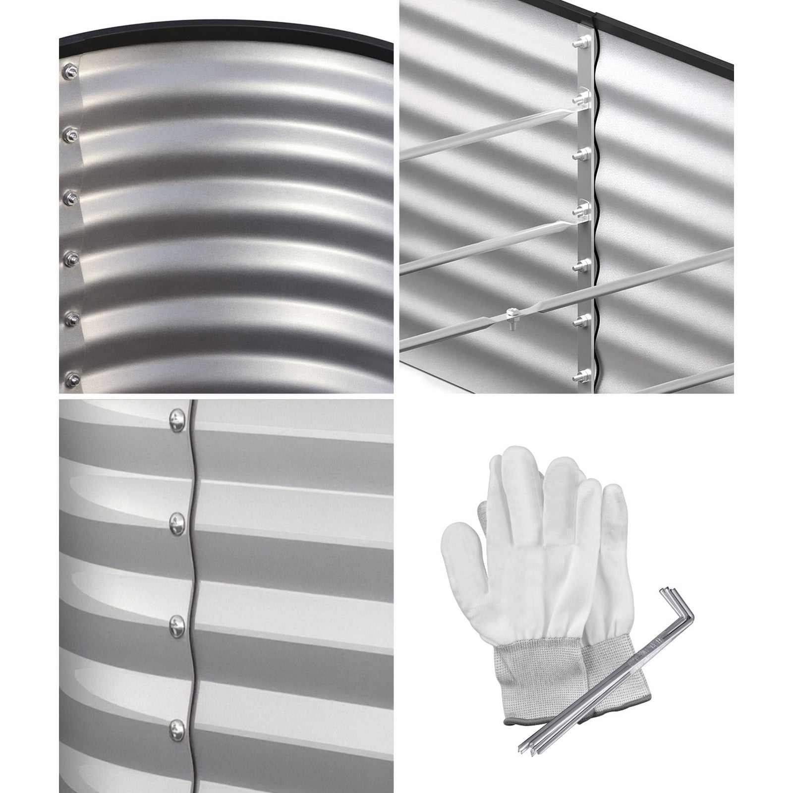 Livsip Garden Bed Oval Galvanised Steel Raised Container 320x80x56cm Silver - Sunyee