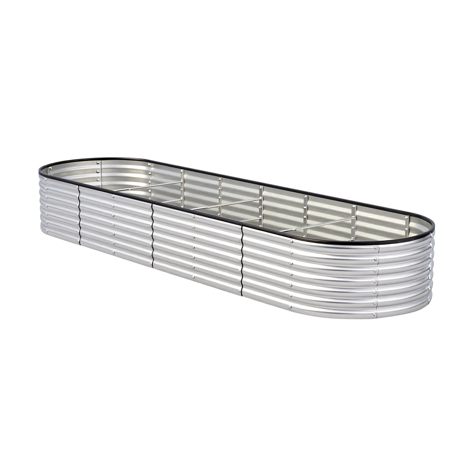 Livsip Garden Bed Oval Galvanised Steel Raised Container 320x80x56cm Silver - Sunyee