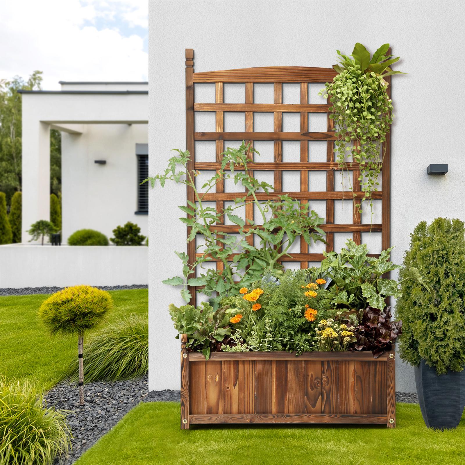 Livsip x2 Raised Garden Bed Wooden Planter Box Vegetables Outdoor Square - Sunyee