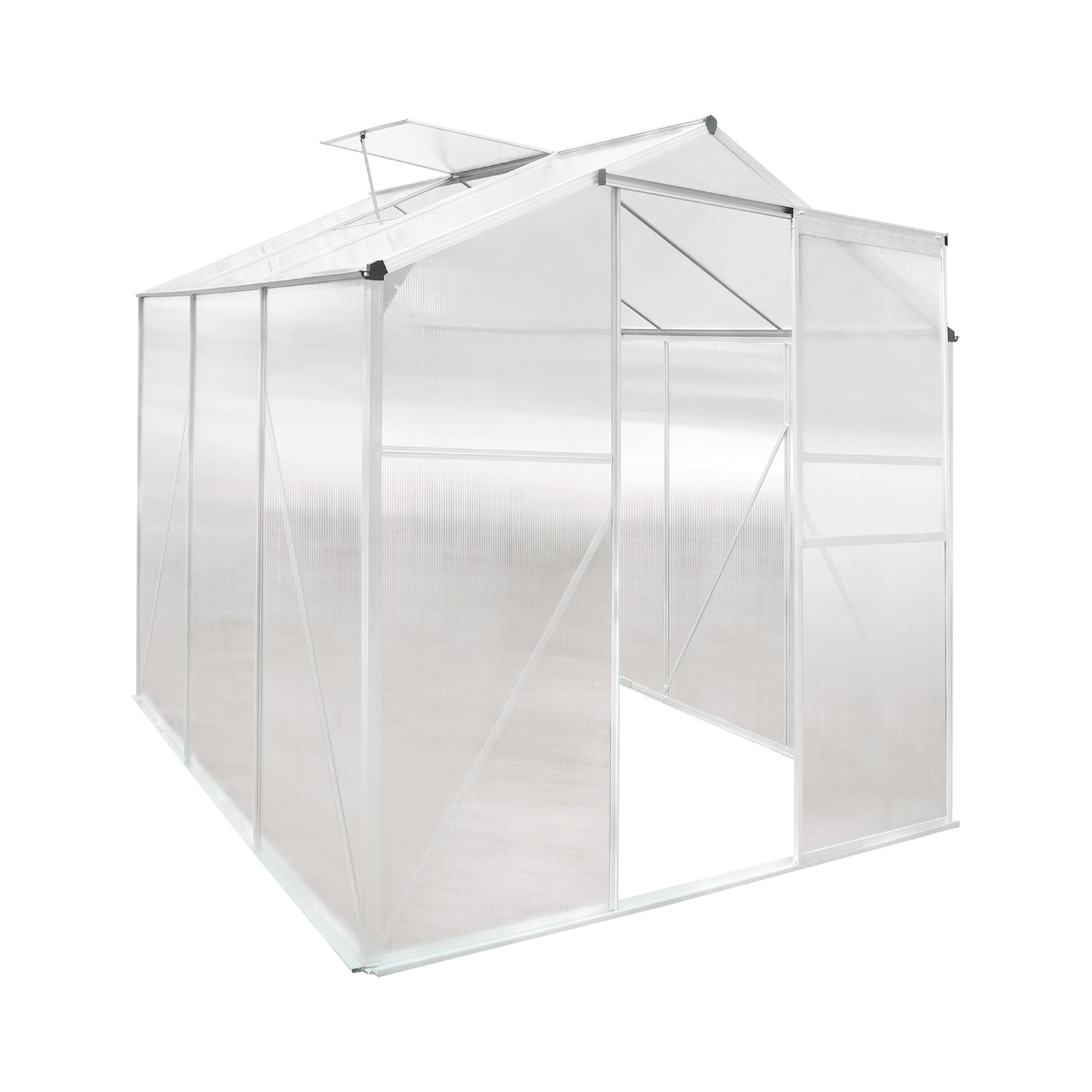 Livsip Greenhouse Aluminium Green House Shed Polycarbonate Walk in 1.9x1.9M - Sunyee