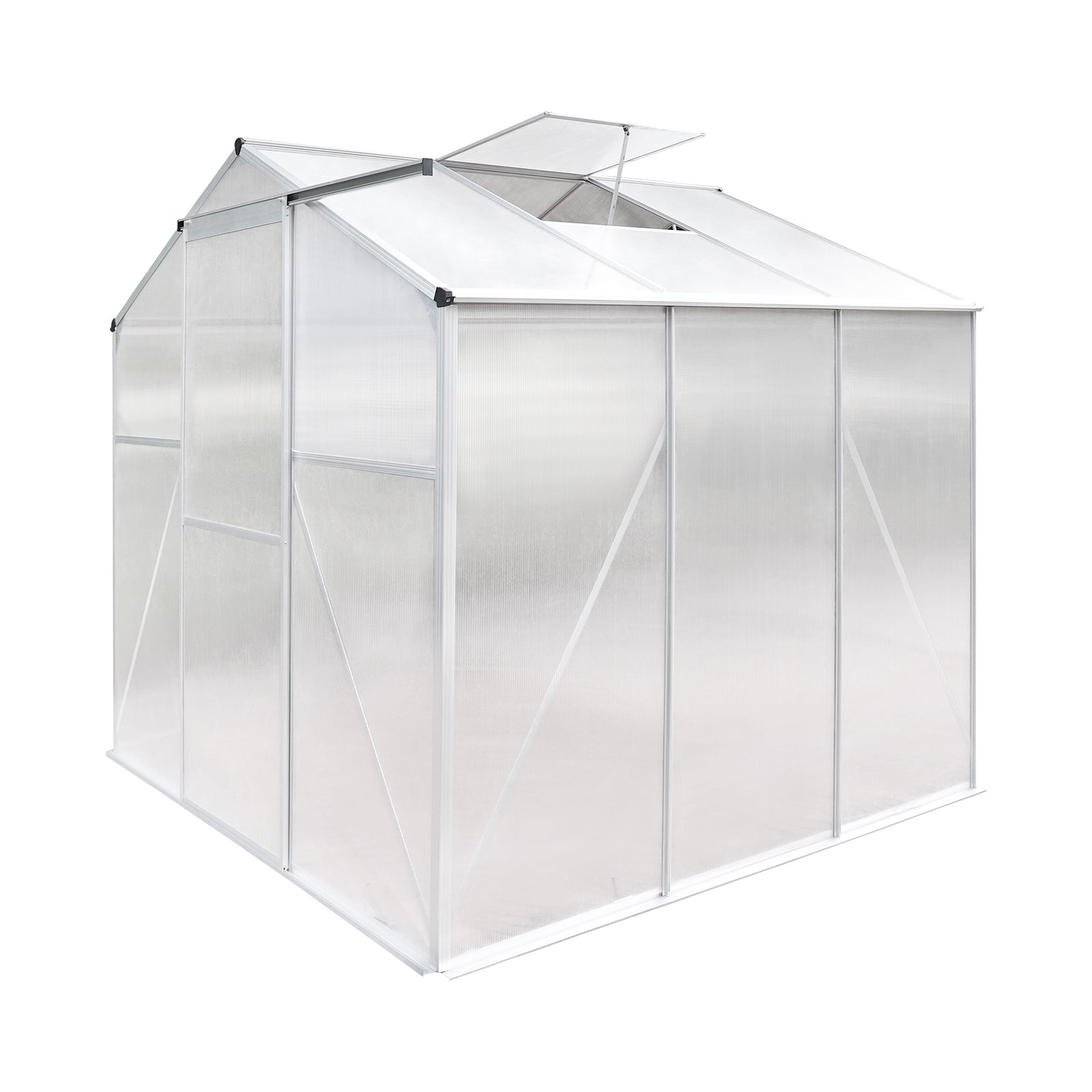 Livsip Greenhouse Aluminium Green House Shed Polycarbonate Walk in 1.9x1.9M - Sunyee